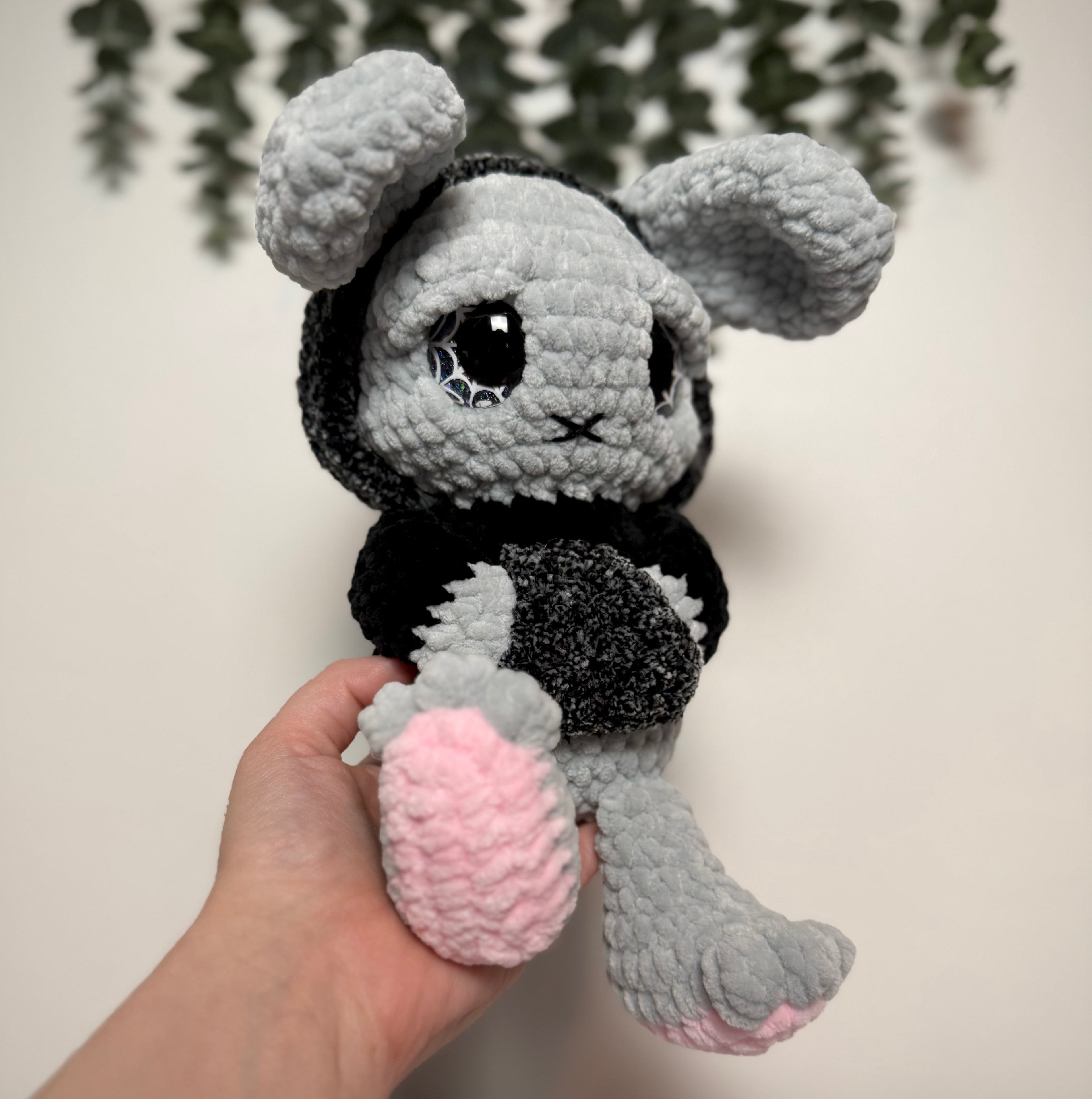 Grim the Emo Bunny Plush – Angry Pastel Goth Crochet Bunny