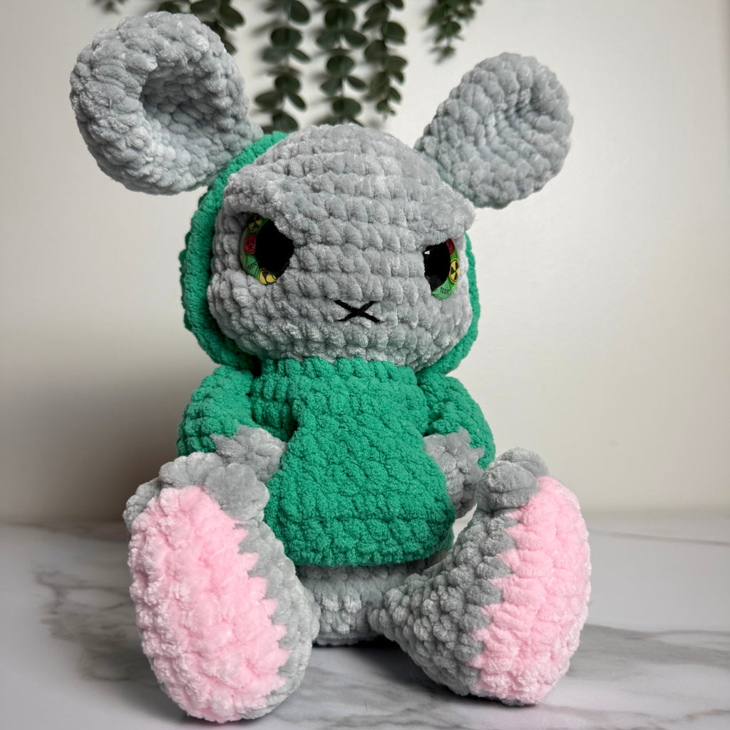 Grim the Emo Bunny Plush – Angry Pastel Goth Crochet Bunny