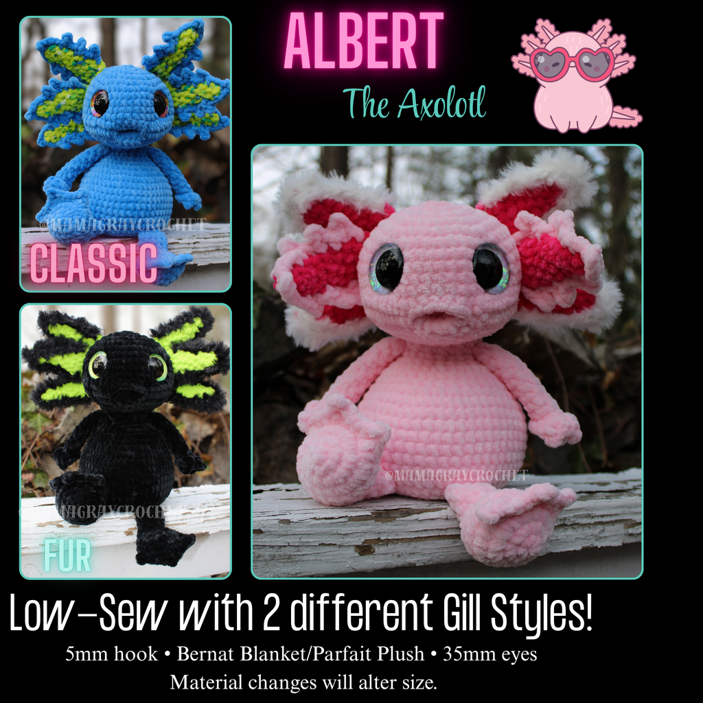 Albert the Axolotl Crochet Pattern | Plush Amigurumi PDF Pattern