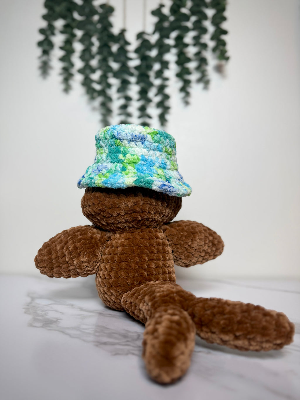 Handmade Crochet Walrus Plush with Bucket Hat | Salty Sea Pups Collection