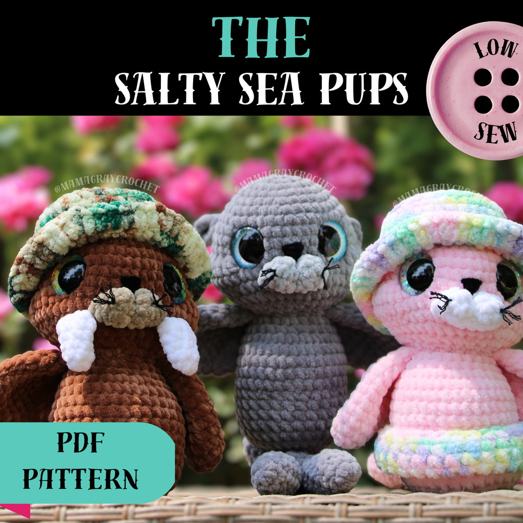 Salty Sea Pups Crochet Pattern Bundle PDF | Walrus, Seal & Sea Lion Amigurumi