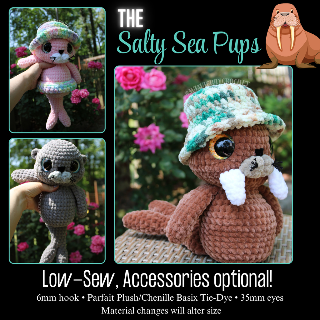 Salty Sea Pups Crochet Pattern Bundle PDF | Walrus, Seal & Sea Lion Amigurumi