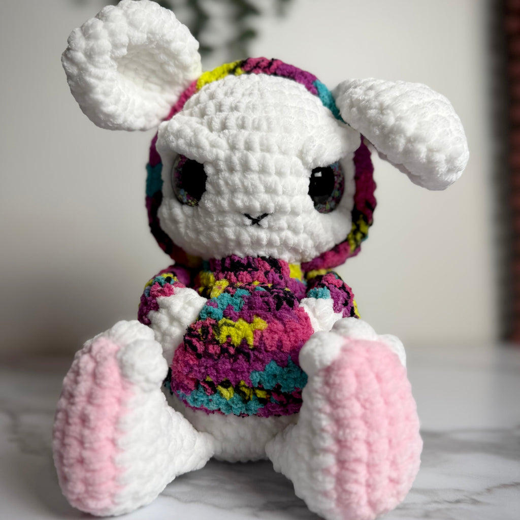 Grim the Emo Bunny Plush – Angry Pastel Goth Crochet Bunny