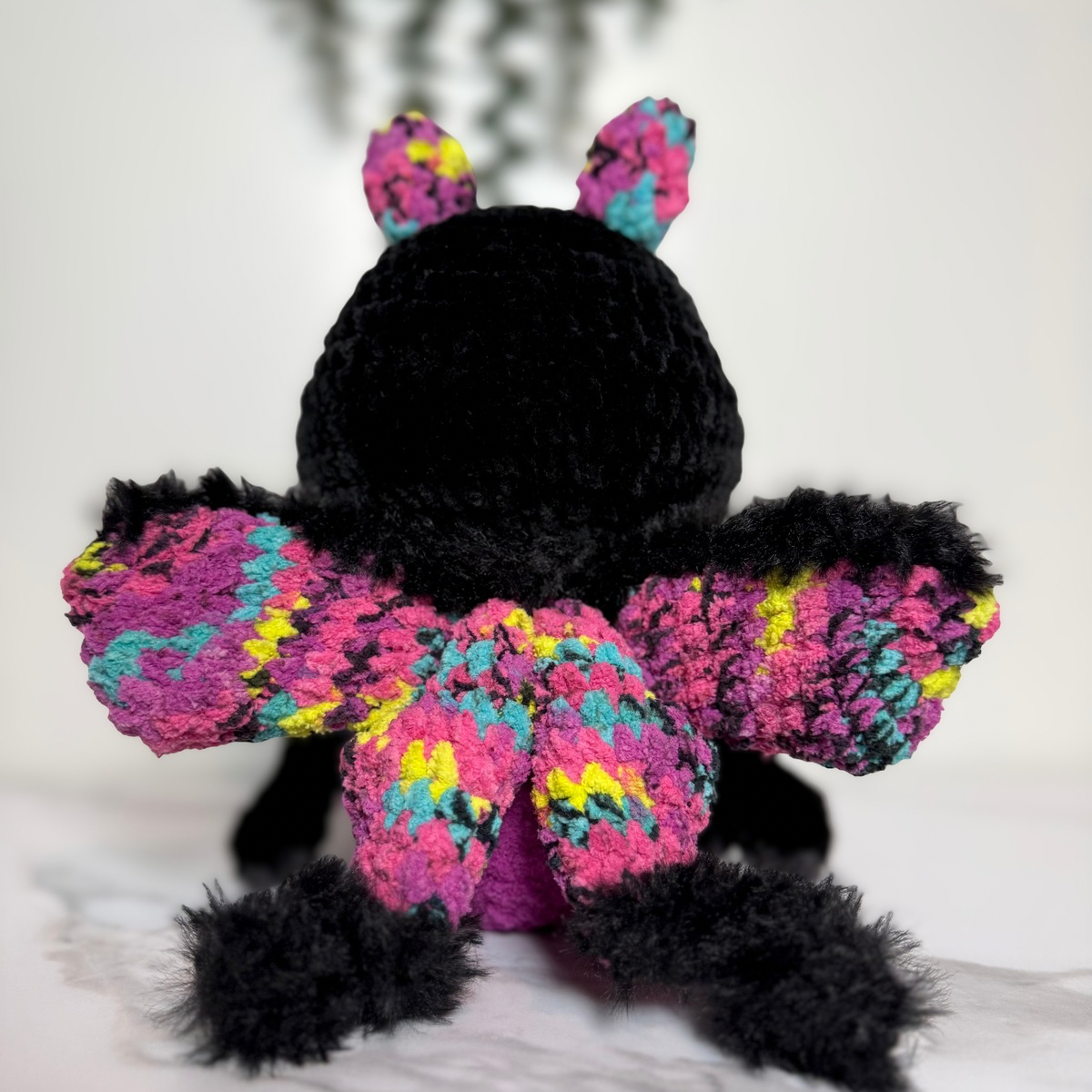 Lucy the Luna Moth Crochet Plushie – Handmade Gothic Luna Moth Stuffed Animal