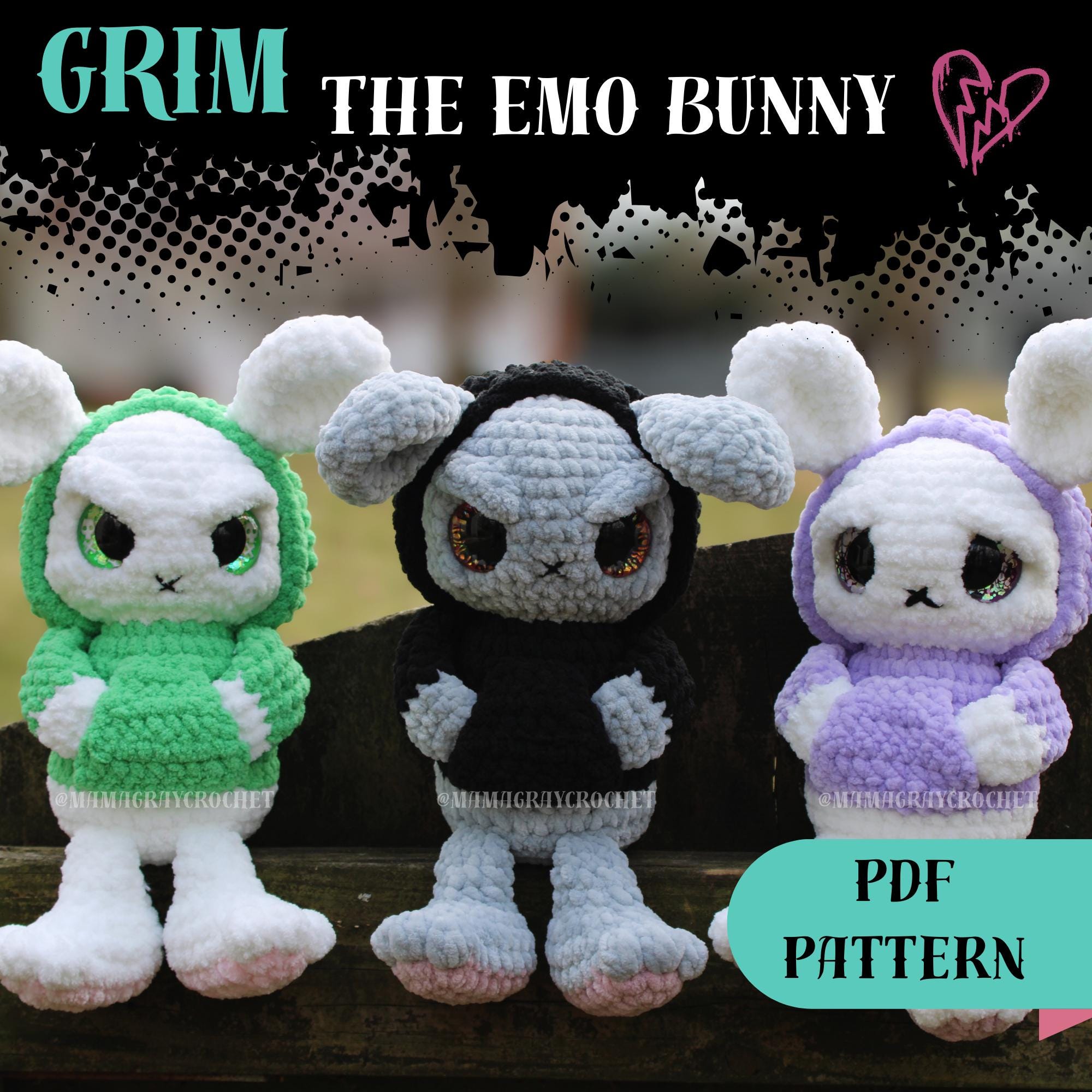 Grim the Emo Bunny Crochet Pattern