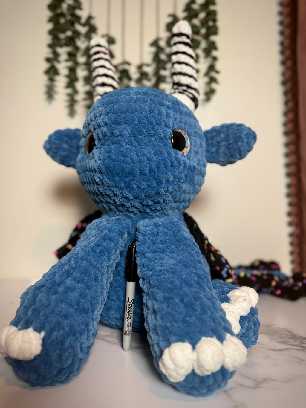 32” Giant Daphne Dragon | Handmade Crochet Dragon Plush | One-of-a-Kind Fantasy Collectible