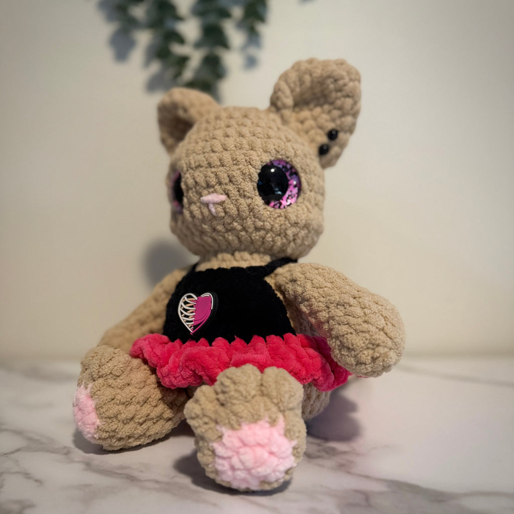Belle the Ballerina Kitty | Handmade Crochet Cat Plush | Gothic Ballet Plushie