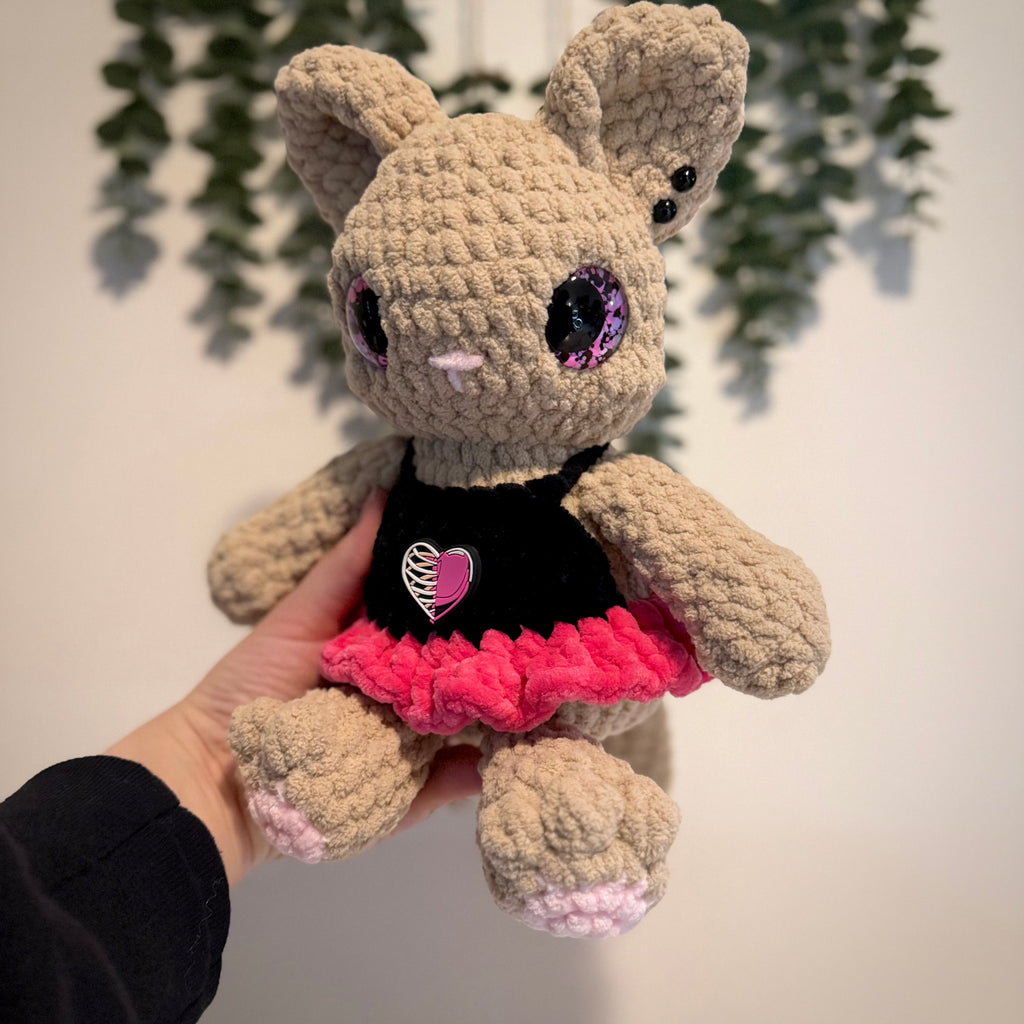 Belle the Ballerina Kitty | Handmade Crochet Cat Plush | Gothic Ballet Plushie