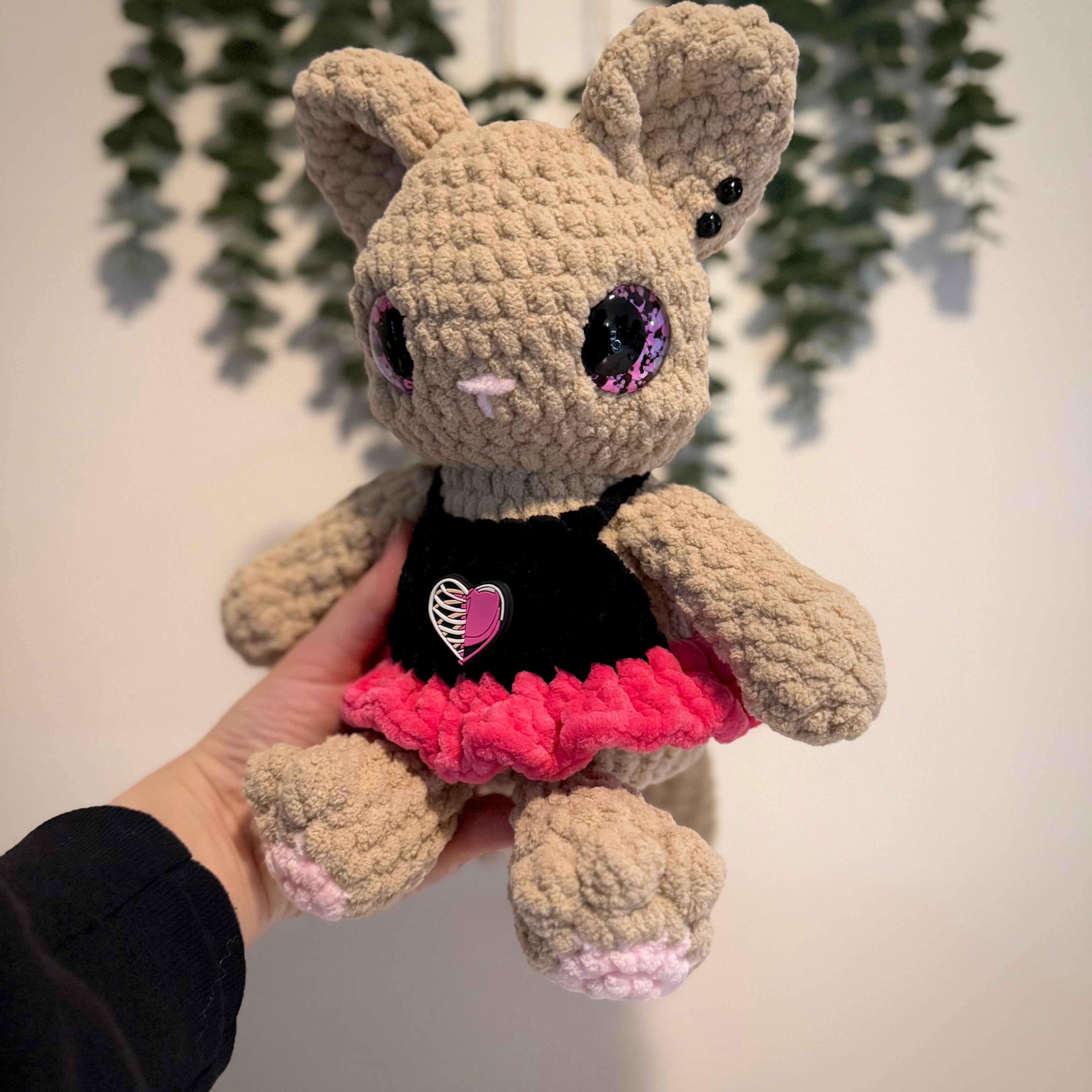 Belle the Ballerina Kitty | Handmade Crochet Cat Plush | Gothic Ballet Plushie