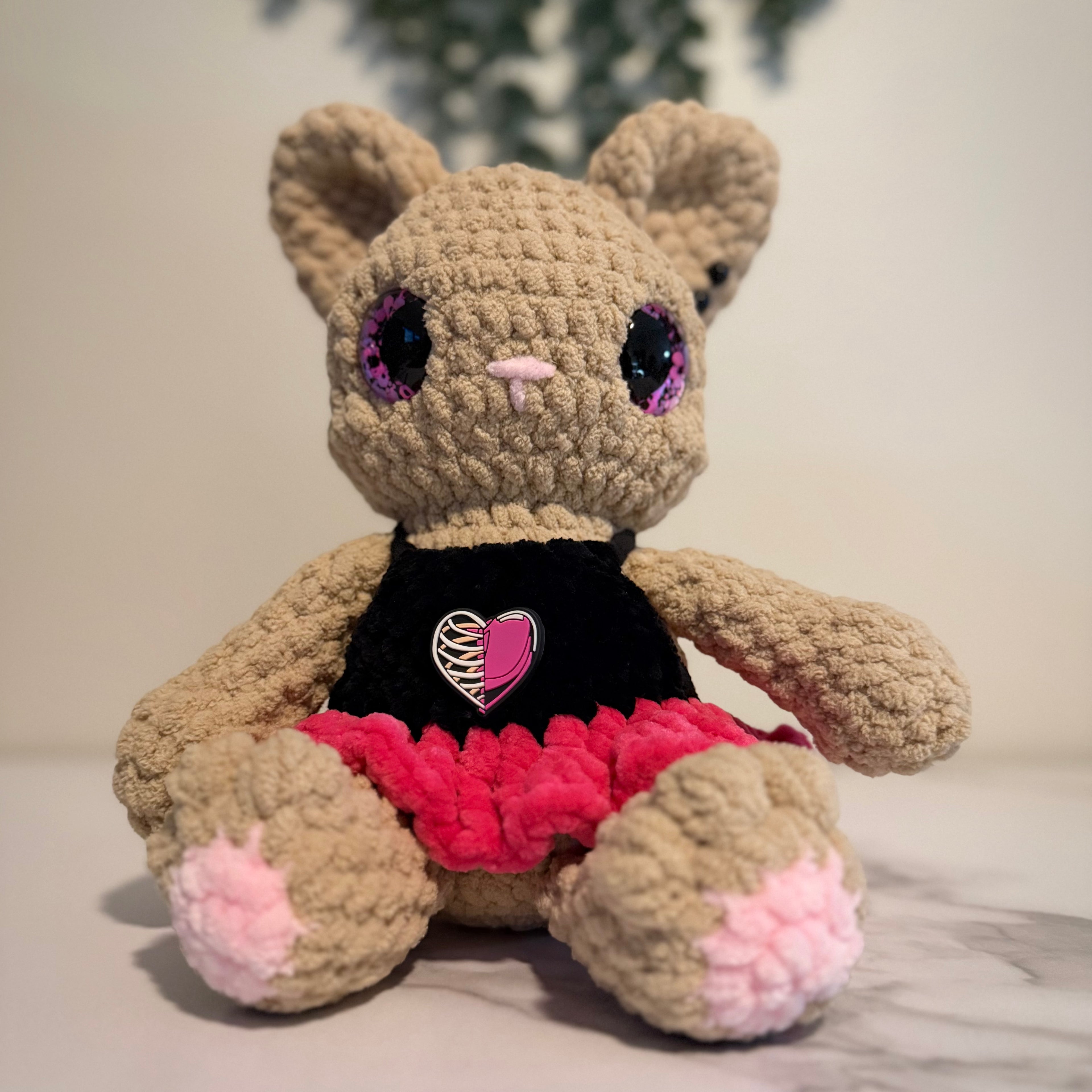 Belle the Ballerina Kitty | Handmade Crochet Cat Plush | Gothic Ballet Plushie