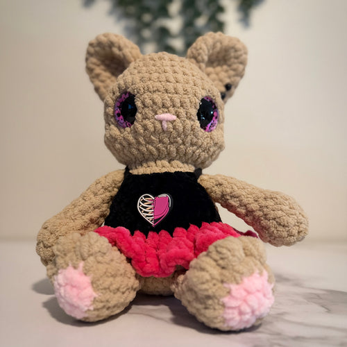 Belle the Ballerina Kitty | Handmade Crochet Cat Plush | Gothic Ballet Plushie