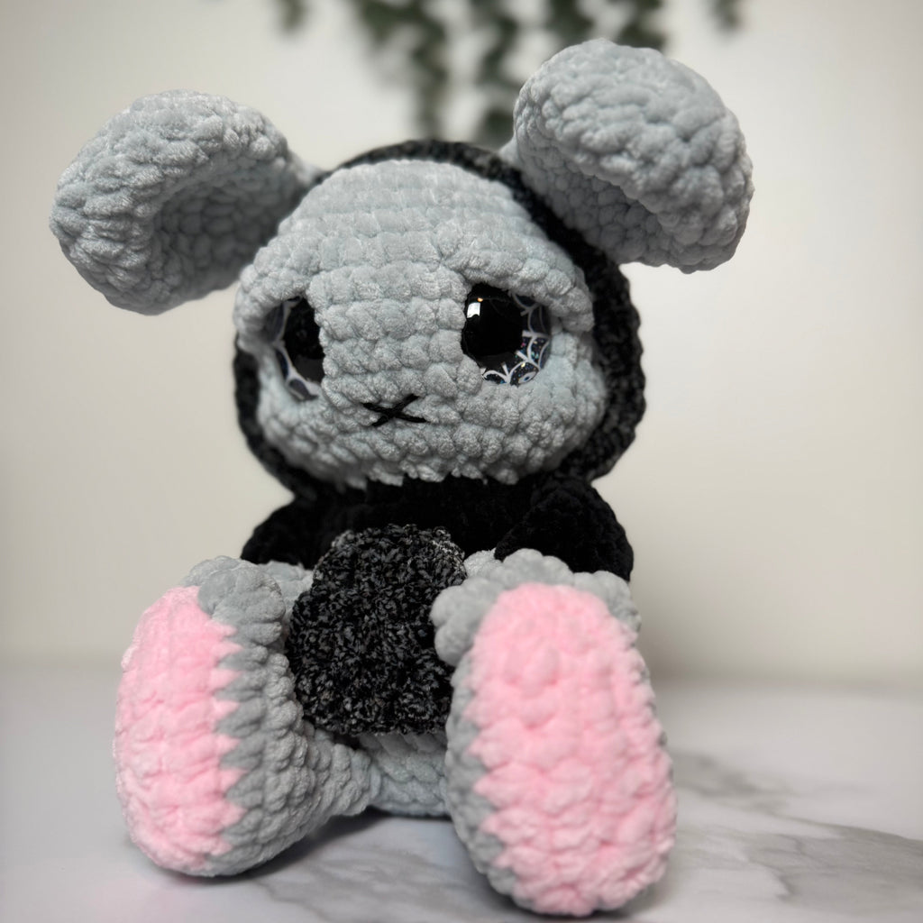 Grim the Emo Bunny Plush – Angry Pastel Goth Crochet Bunny