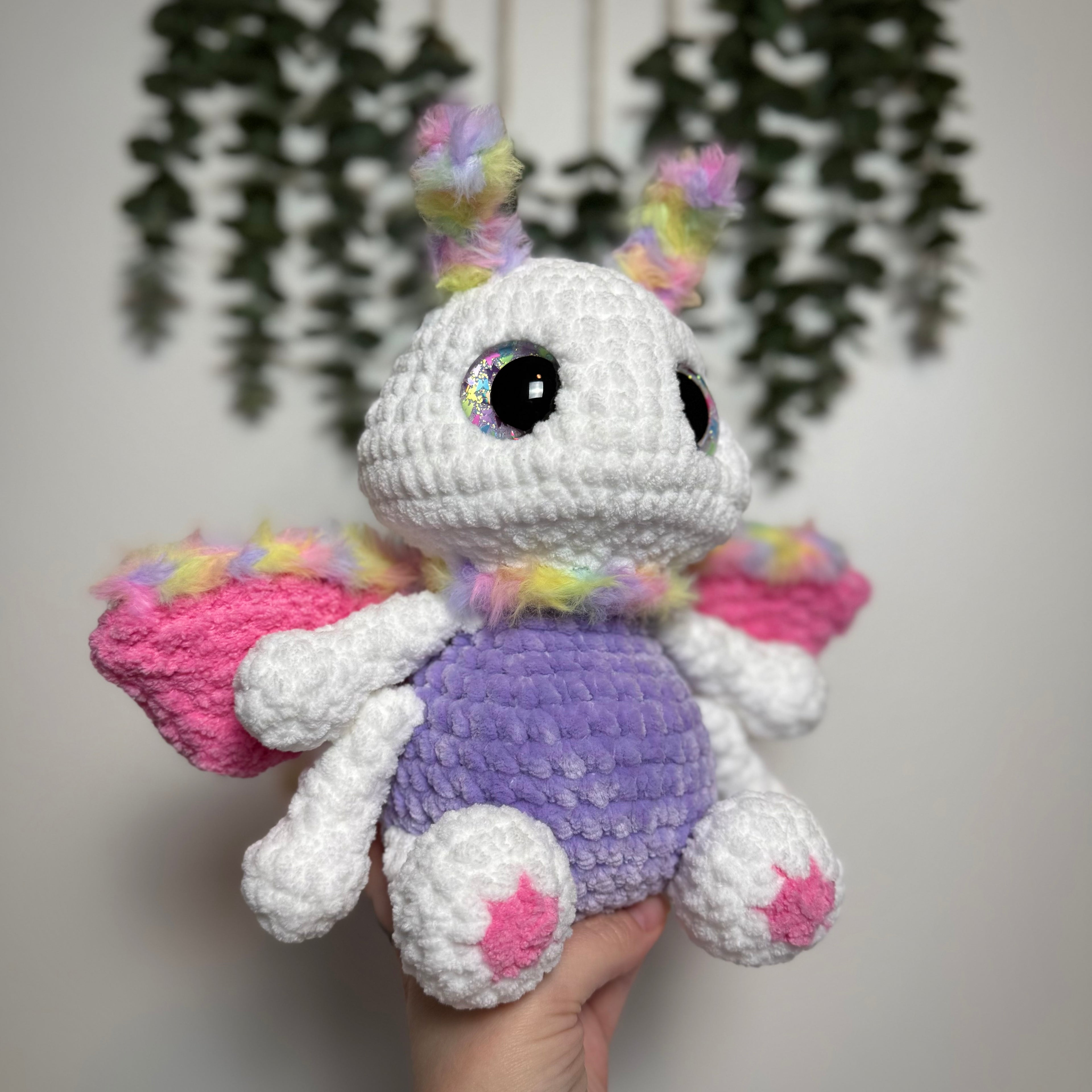 Custom Lucy the Luna Moth Crochet Plushie – Handmade Gothic Luna Moth Stuffed Animal