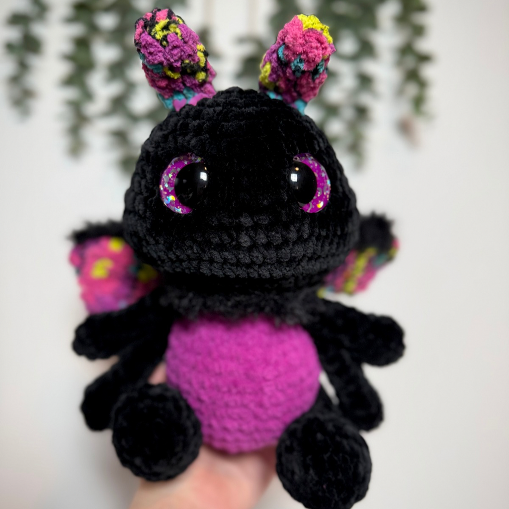 Lucy the Luna Moth Crochet Plushie – Handmade Gothic Luna Moth Stuffed Animal