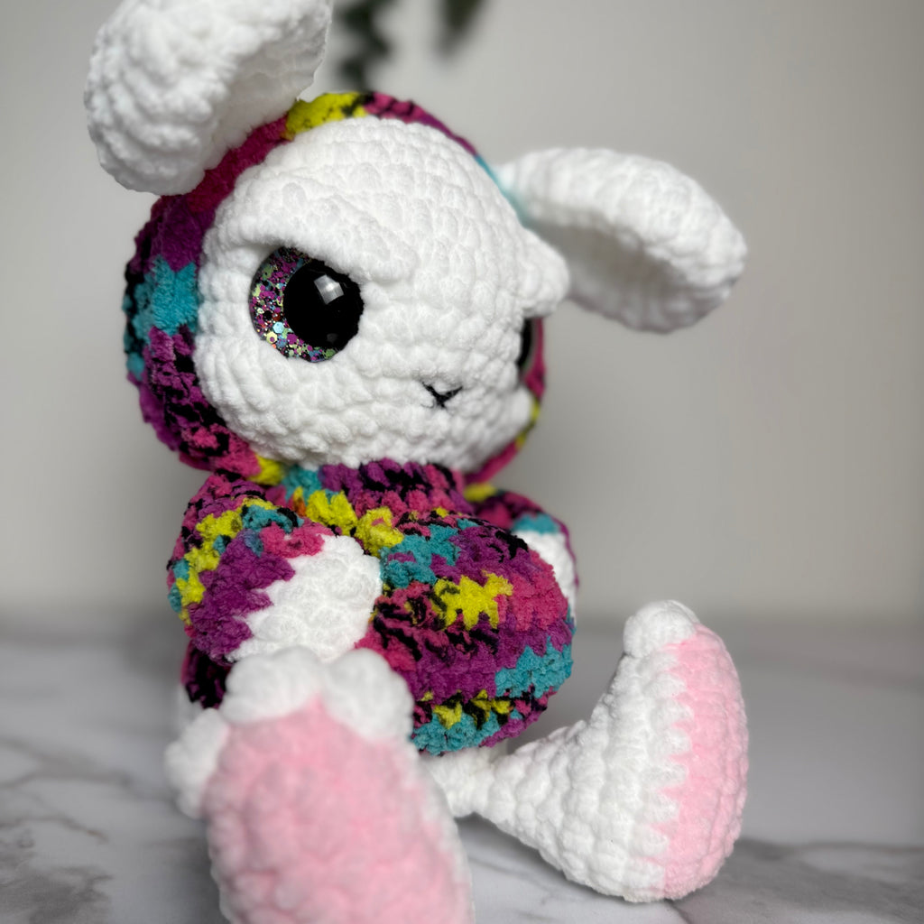 Grim the Emo Bunny Plush – Angry Pastel Goth Crochet Bunny