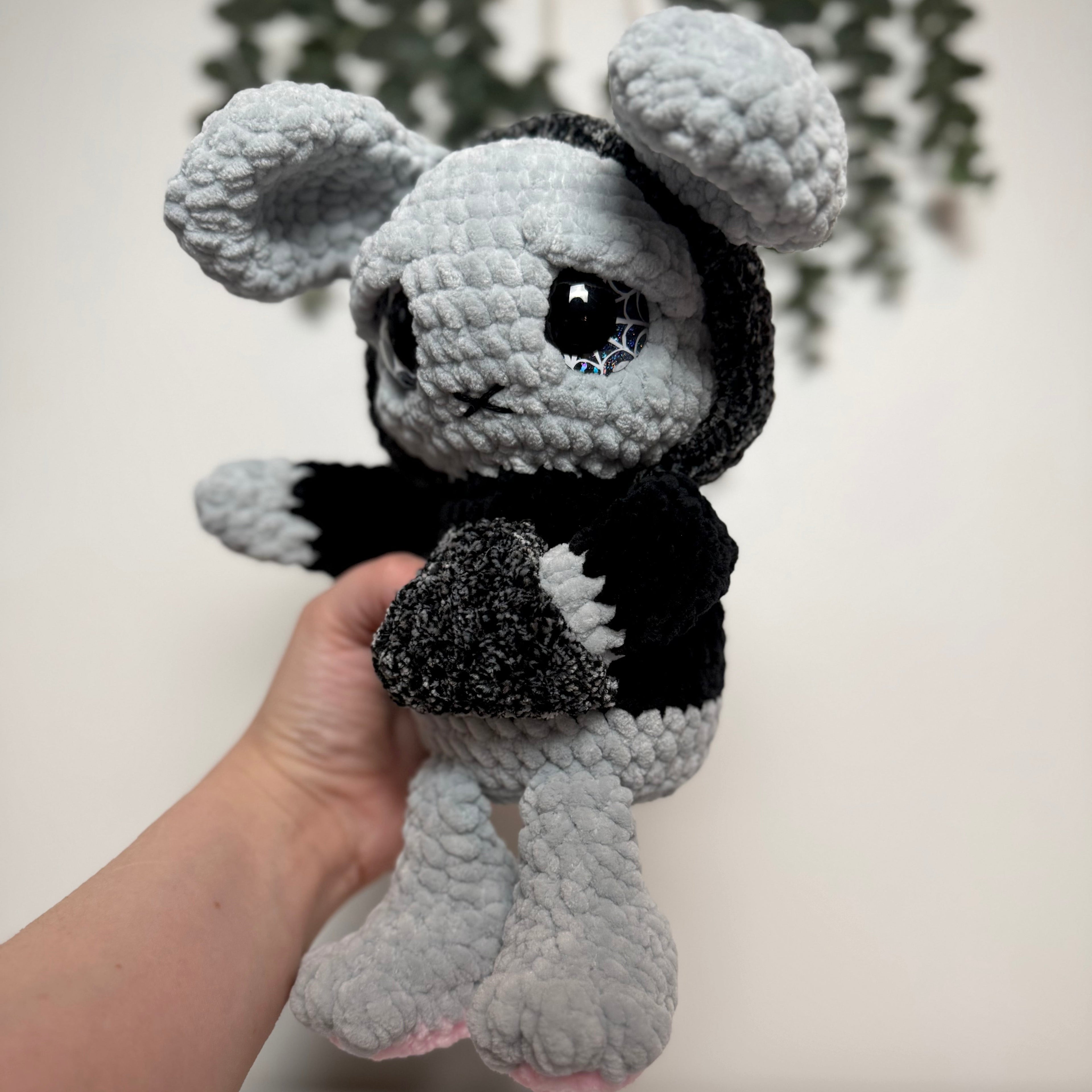 Grim the Emo Bunny Plush – Angry Pastel Goth Crochet Bunny
