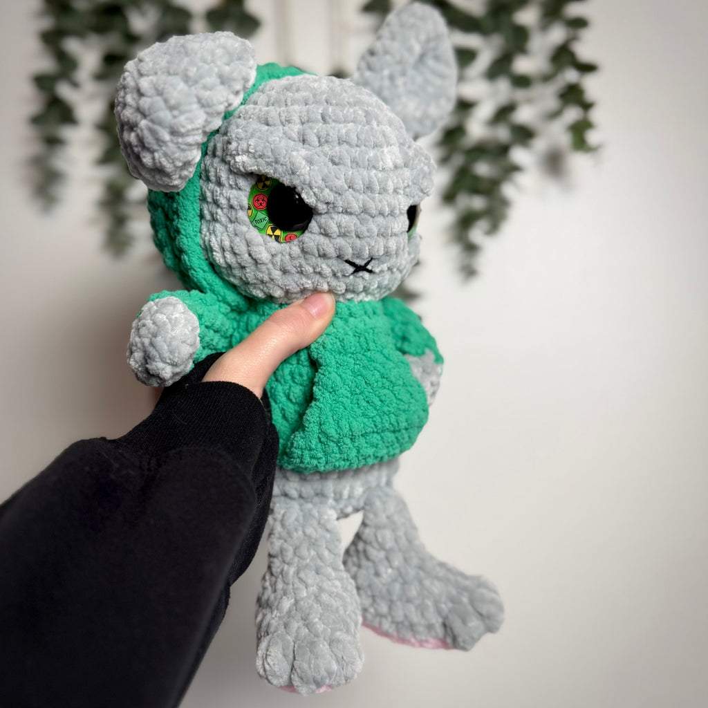 Grim the Emo Bunny Plush – Angry Pastel Goth Crochet Bunny