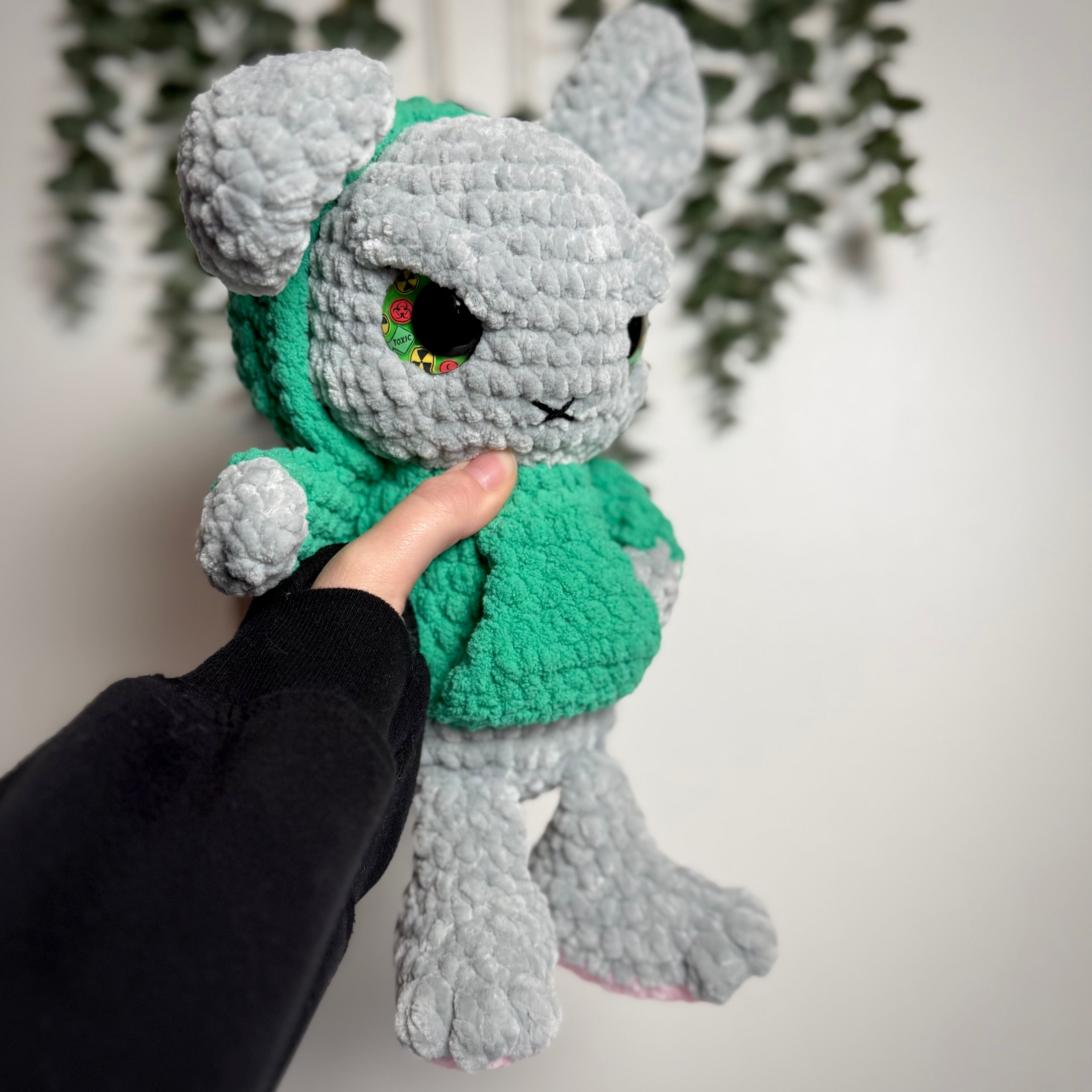 Grim the Emo Bunny Plush – Angry Pastel Goth Crochet Bunny