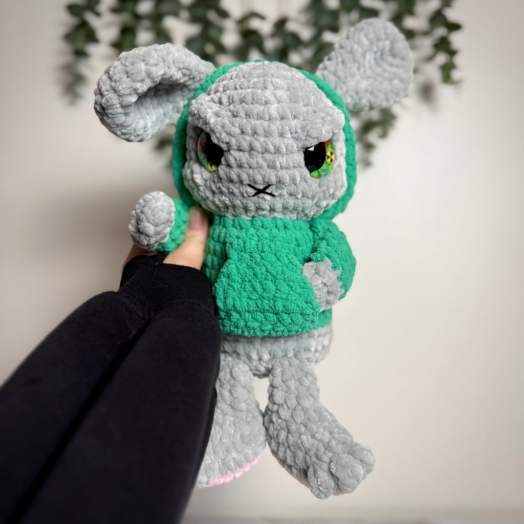 Grim the Emo Bunny Plush – Angry Pastel Goth Crochet Bunny