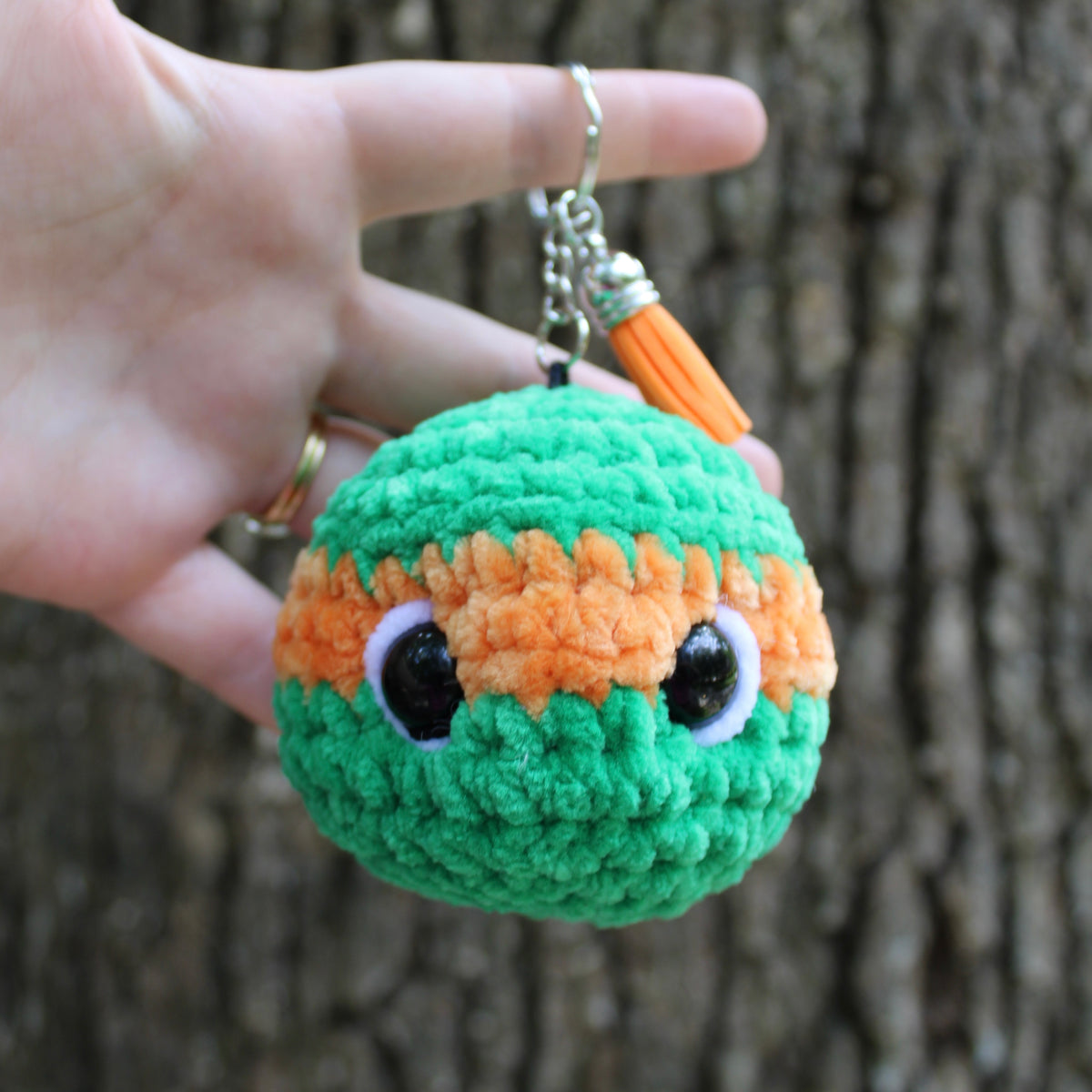 Sewer Turtle Crochet Bag Charm | Handmade Keychain Accessory