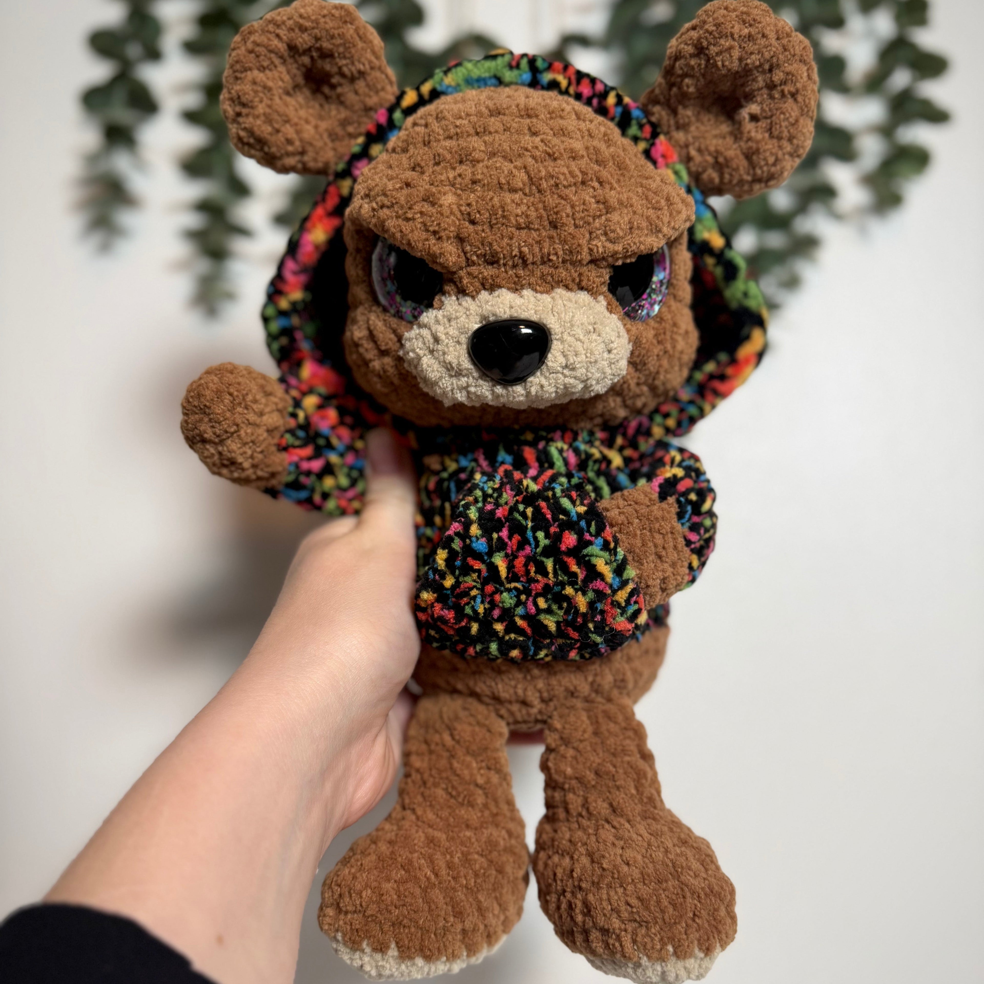 Angry Brody the Bear Finished Crochet Plushie | Handmade Grumpy Teddy Bear