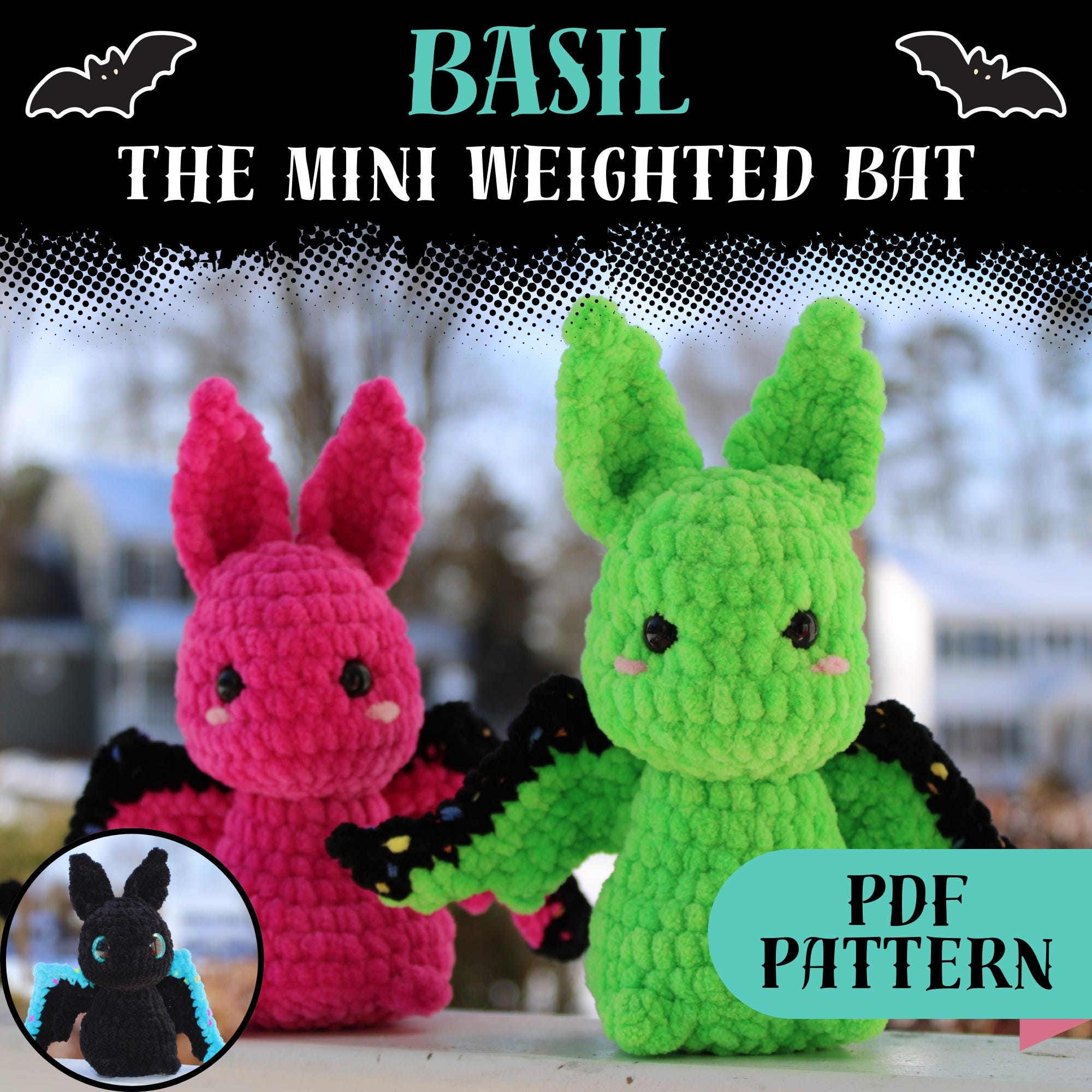 Basil the Mini Weighted Bat Crochet Pattern