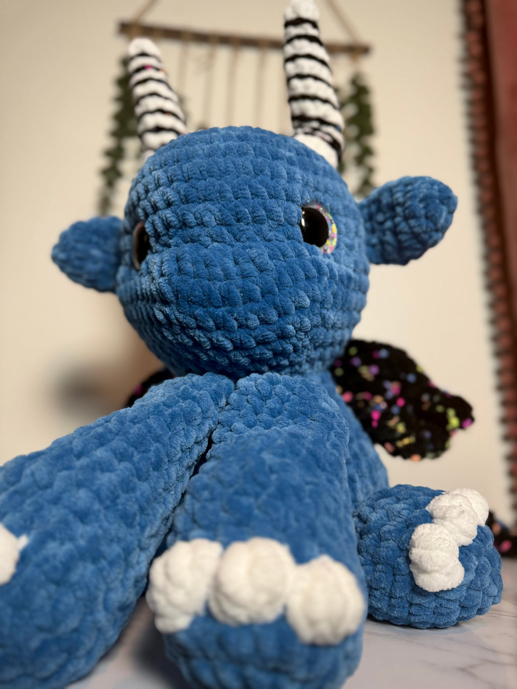 32” Giant Daphne Dragon | Handmade Crochet Dragon Plush | One-of-a-Kind Fantasy Collectible