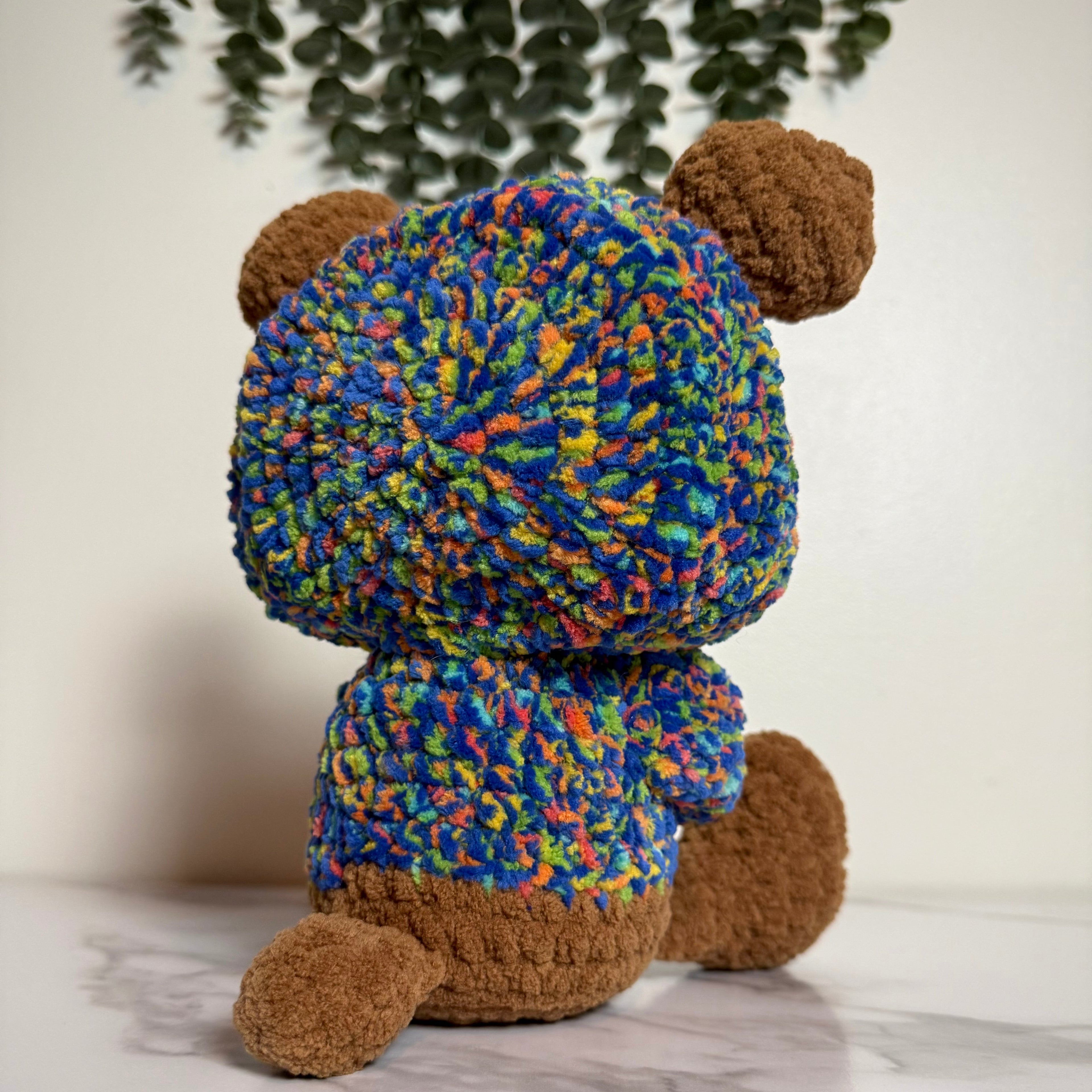 Basic Hooded Brody the Bear Finished Crochet Plushie | Handmade Amigurumi Teddy Bear
