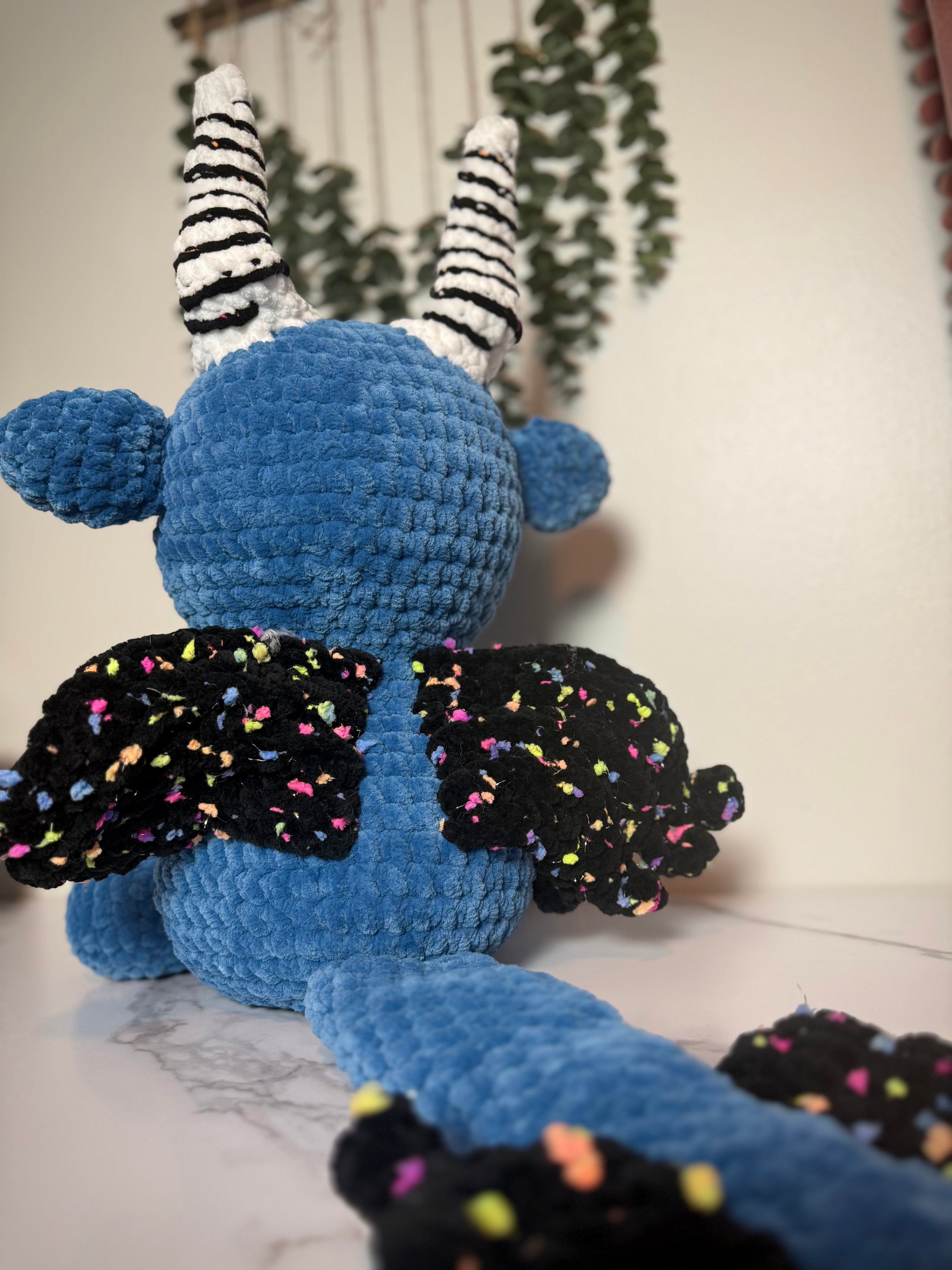 32” Giant Daphne Dragon | Handmade Crochet Dragon Plush | One-of-a-Kind Fantasy Collectible