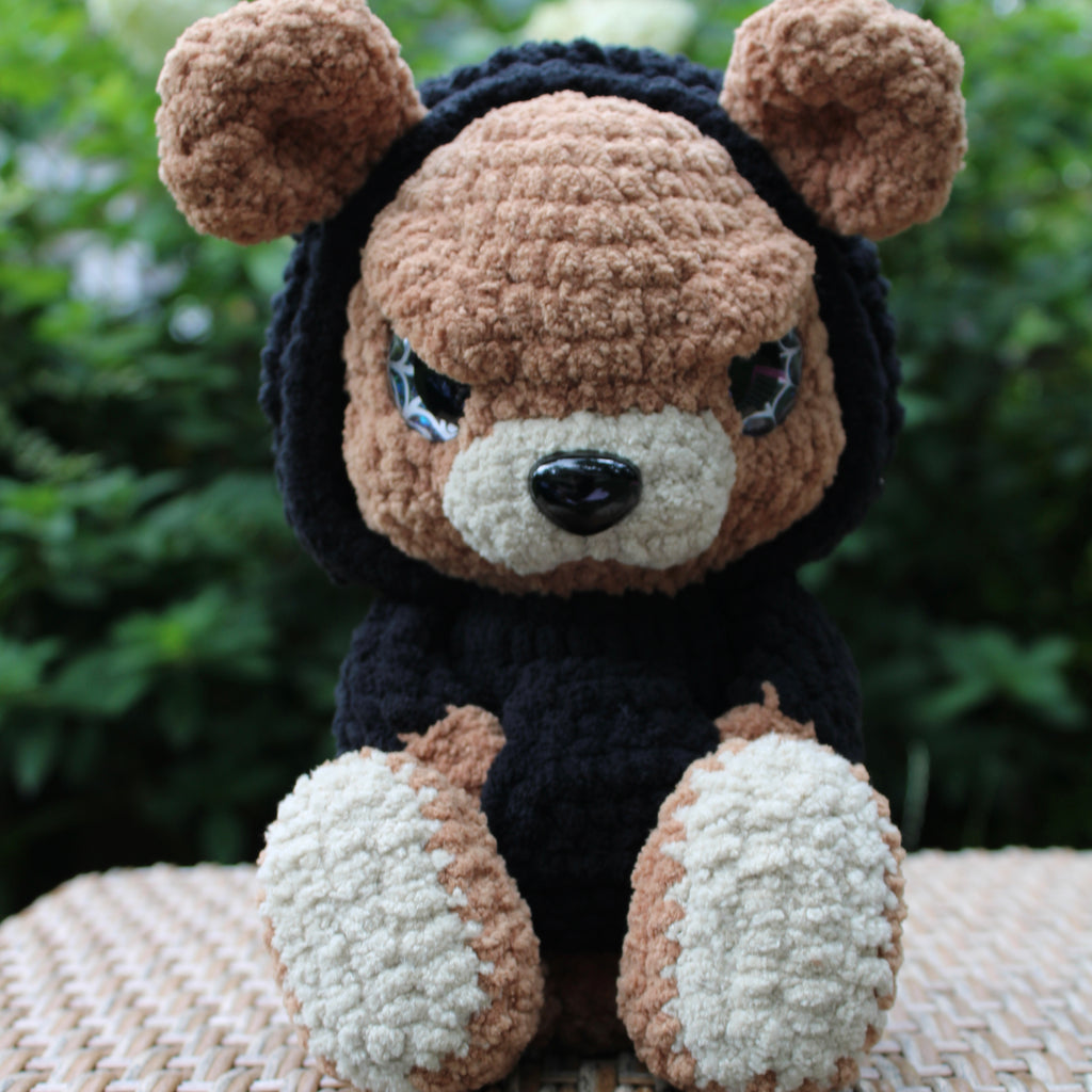 Angry Brody the Bear Finished Crochet Plushie | Handmade Grumpy Teddy Bear