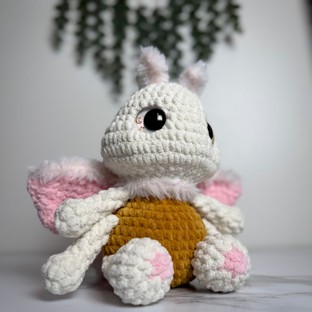 Lucy the Luna Moth Crochet Plushie – Handmade Gothic Luna Moth Stuffed Animal