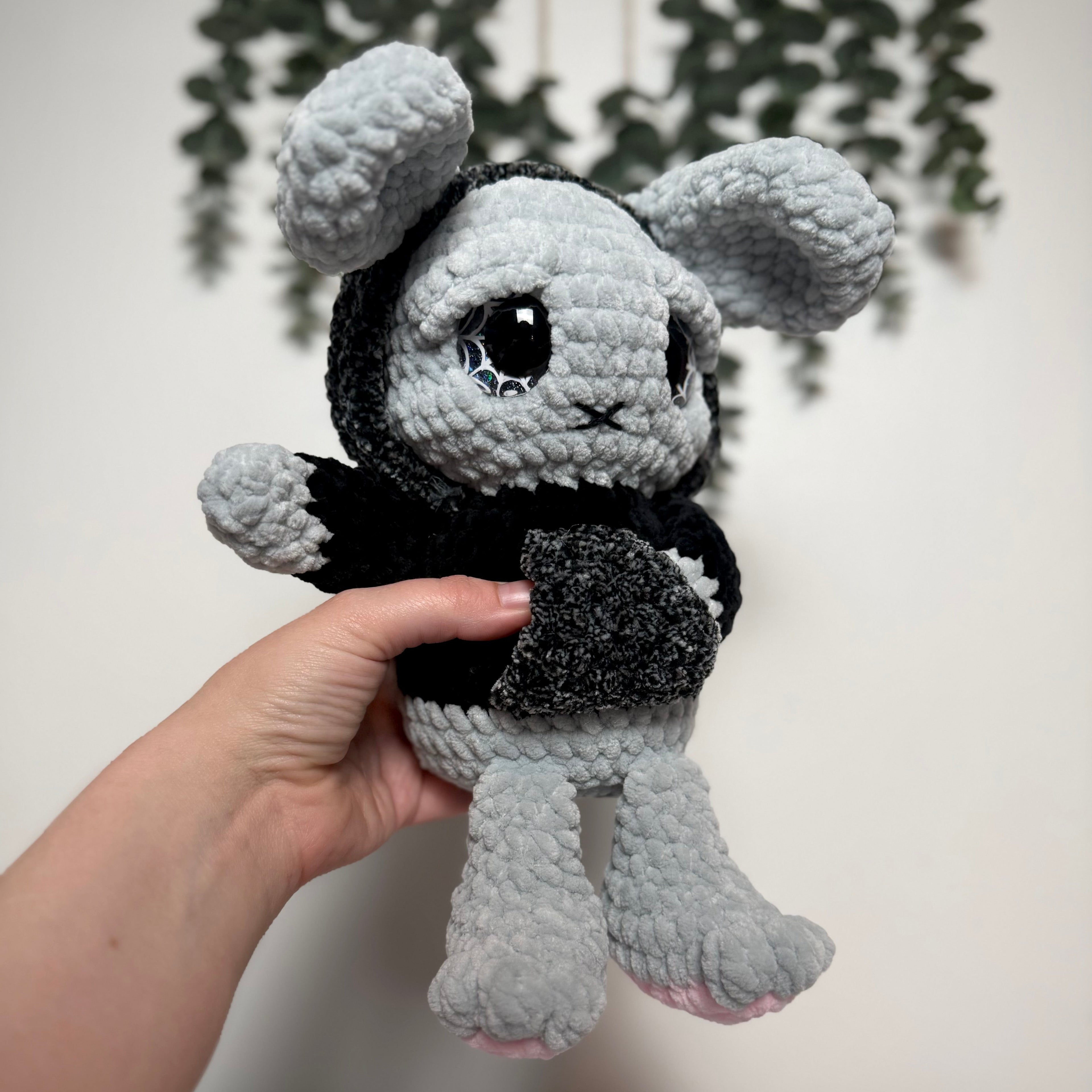 Grim the Emo Bunny Plush – Angry Pastel Goth Crochet Bunny