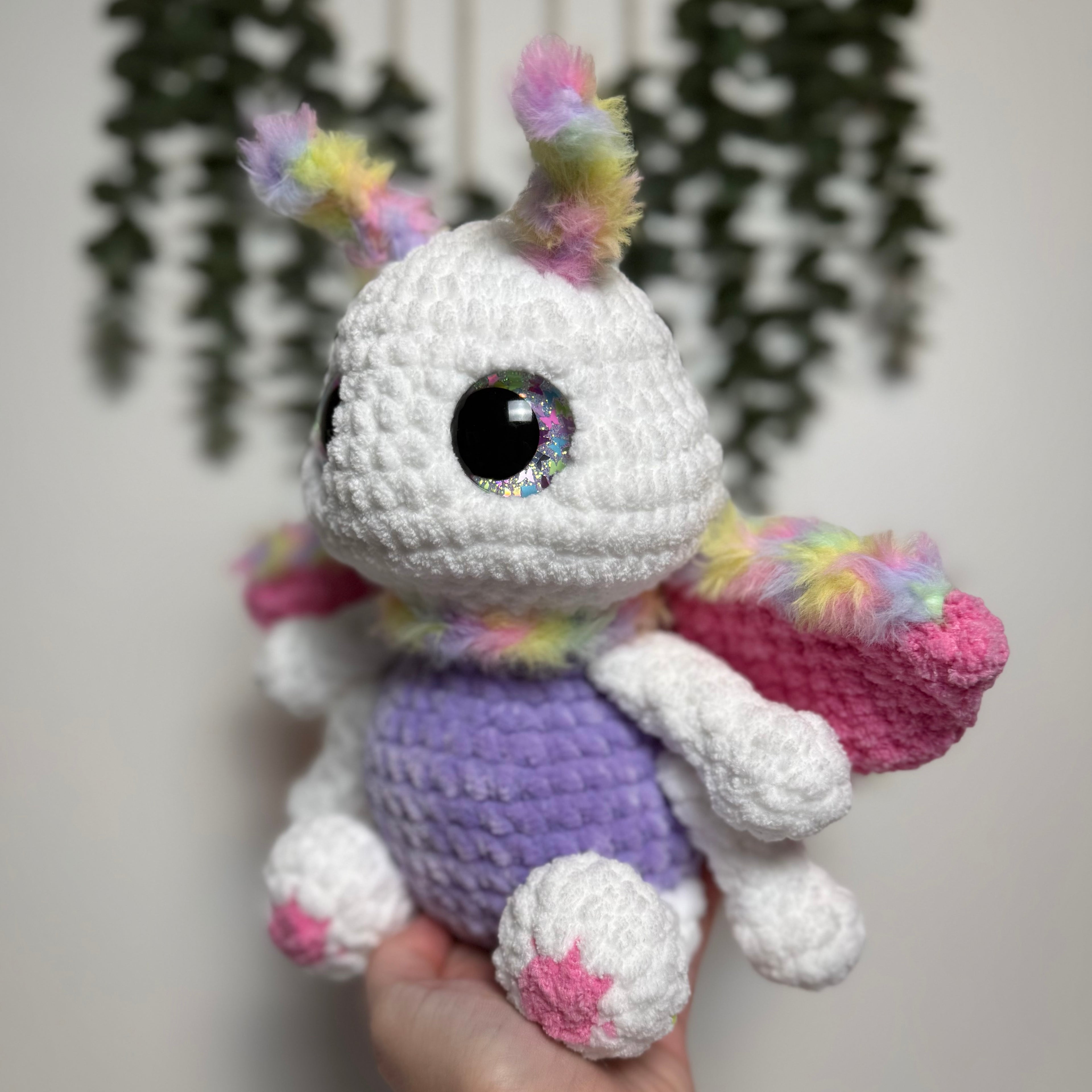 Custom Lucy the Luna Moth Crochet Plushie – Handmade Gothic Luna Moth Stuffed Animal