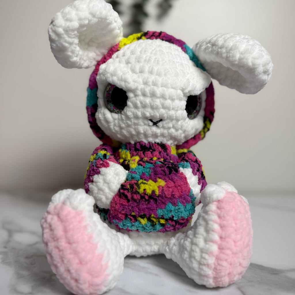 Grim the Emo Bunny Plush – Angry Pastel Goth Crochet Bunny