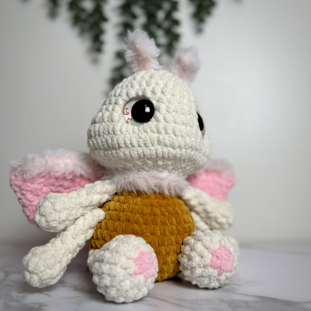 Lucy the Luna Moth Crochet Plushie – Handmade Gothic Luna Moth Stuffed Animal