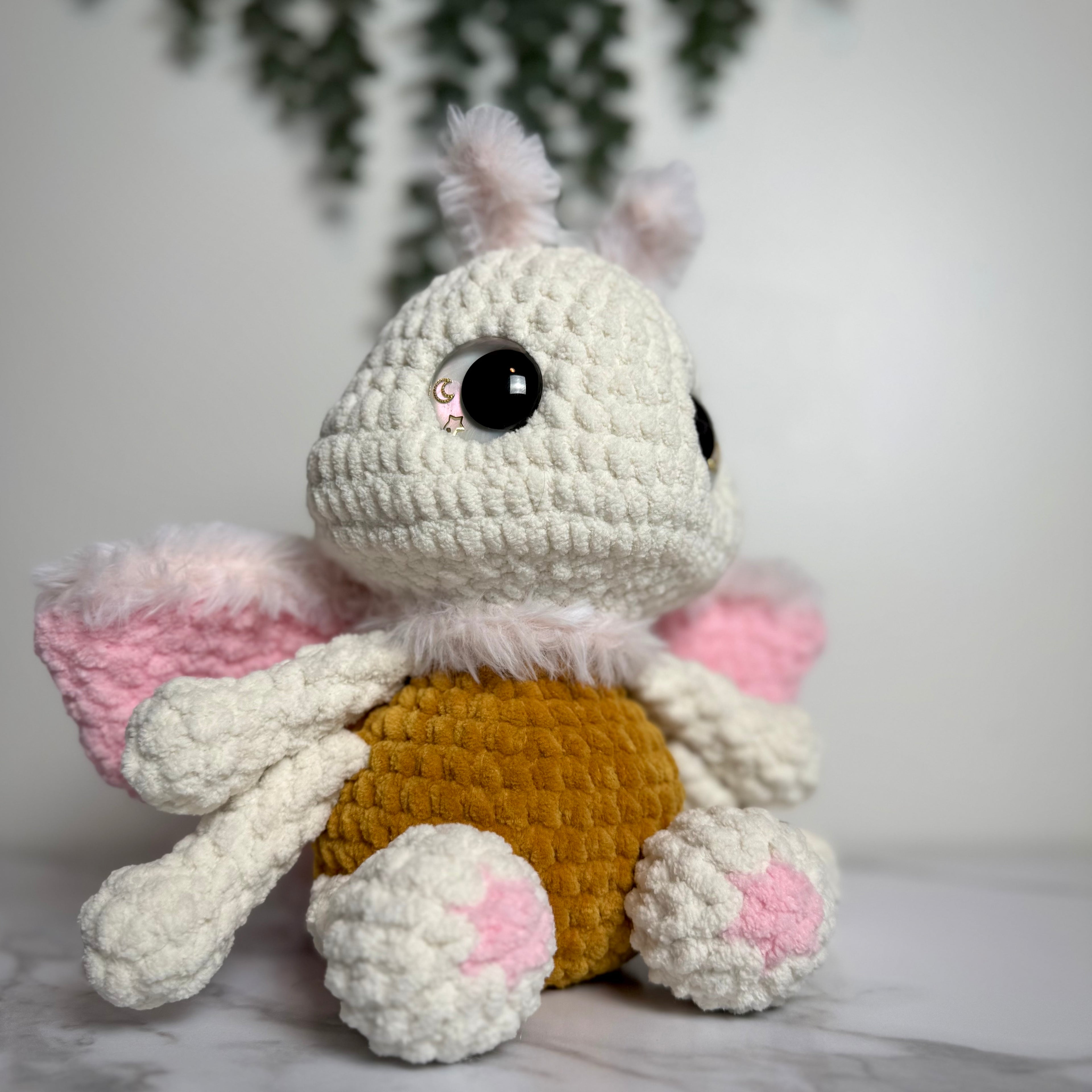 Lucy the Luna Moth Crochet Plushie – Handmade Gothic Luna Moth Stuffed Animal