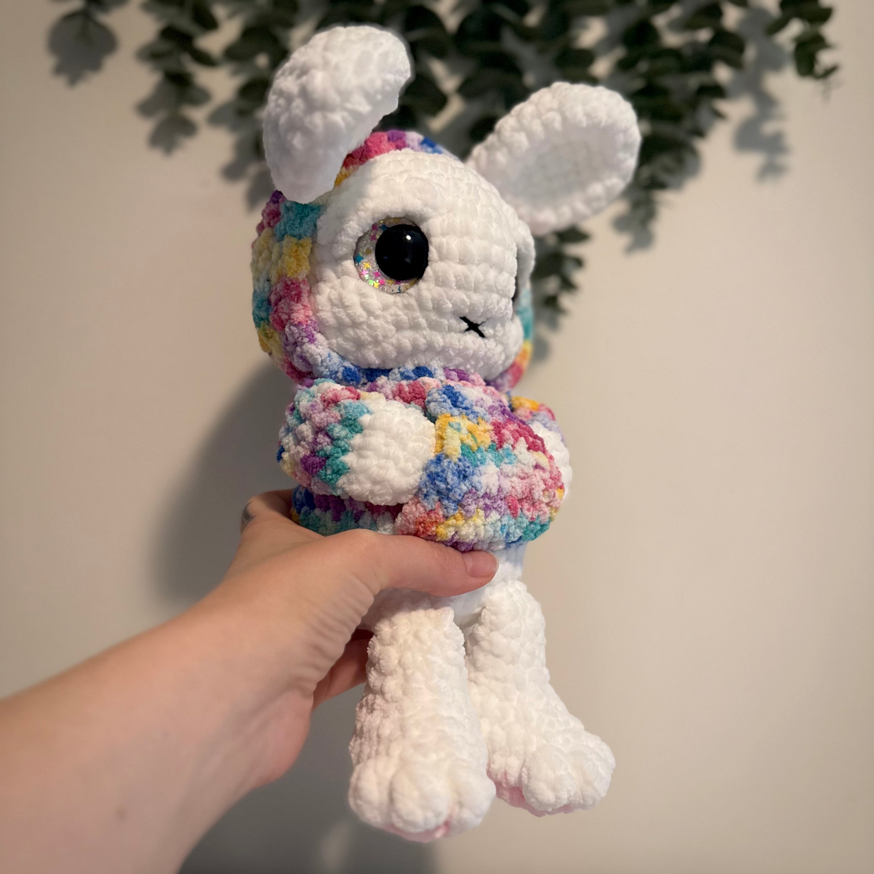 Grim the Emo Bunny Plush – Sad Pastel Goth Crochet Bunny