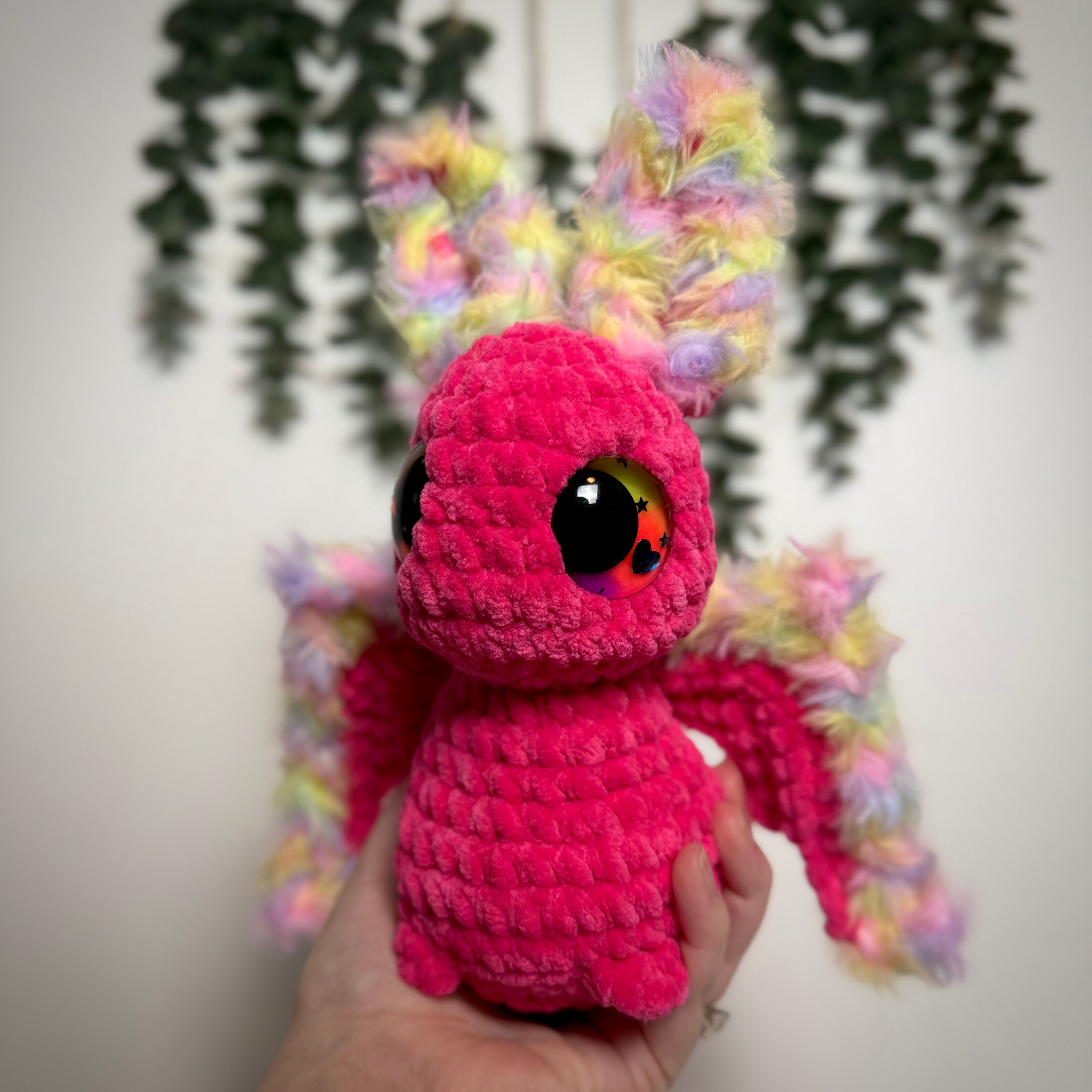 Handmade Crochet Bat Plush | Chonky Basil the Weighted Bat | Gothic Plush Decor