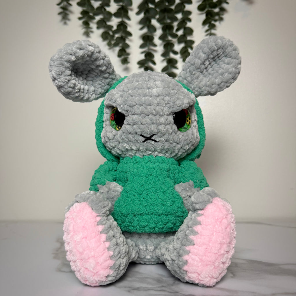 Grim the Emo Bunny Plush – Angry Pastel Goth Crochet Bunny