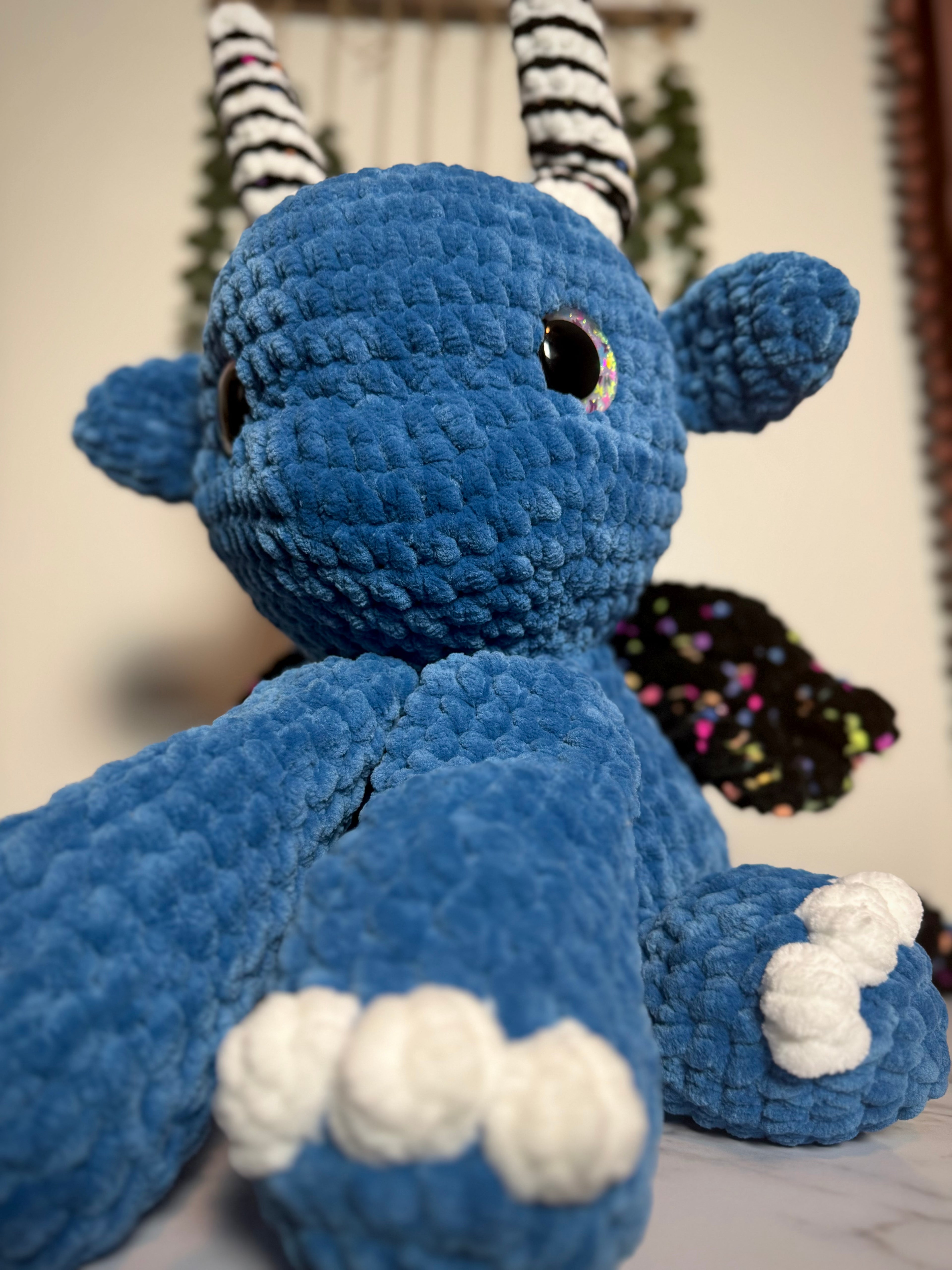 32” Giant Daphne Dragon | Handmade Crochet Dragon Plush | One-of-a-Kind Fantasy Collectible