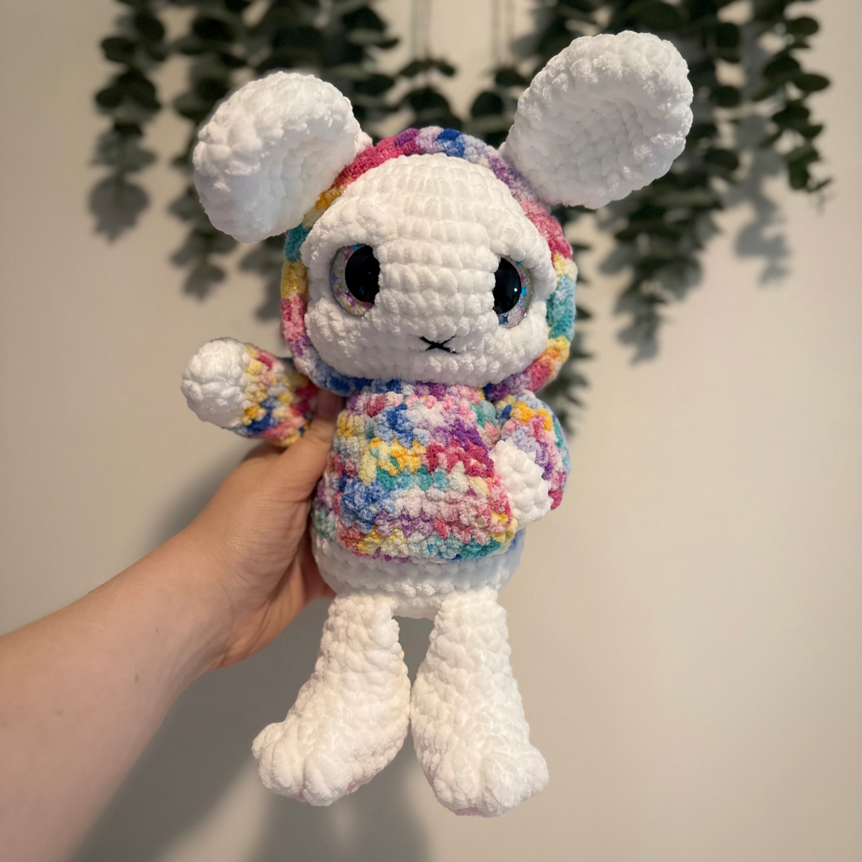 Grim the Emo Bunny Plush – Sad Pastel Goth Crochet Bunny