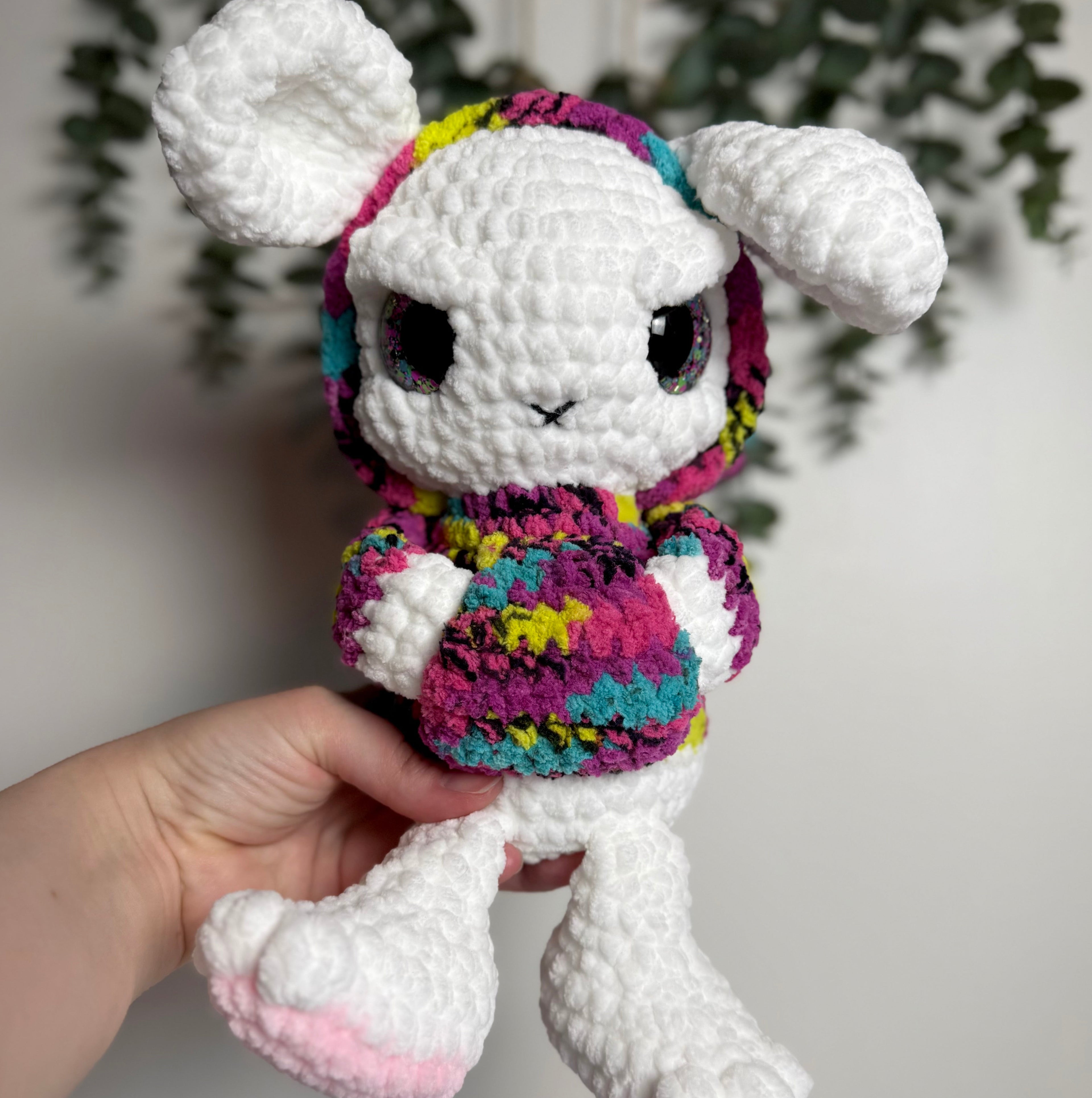 Grim the Emo Bunny Plush – Angry Pastel Goth Crochet Bunny