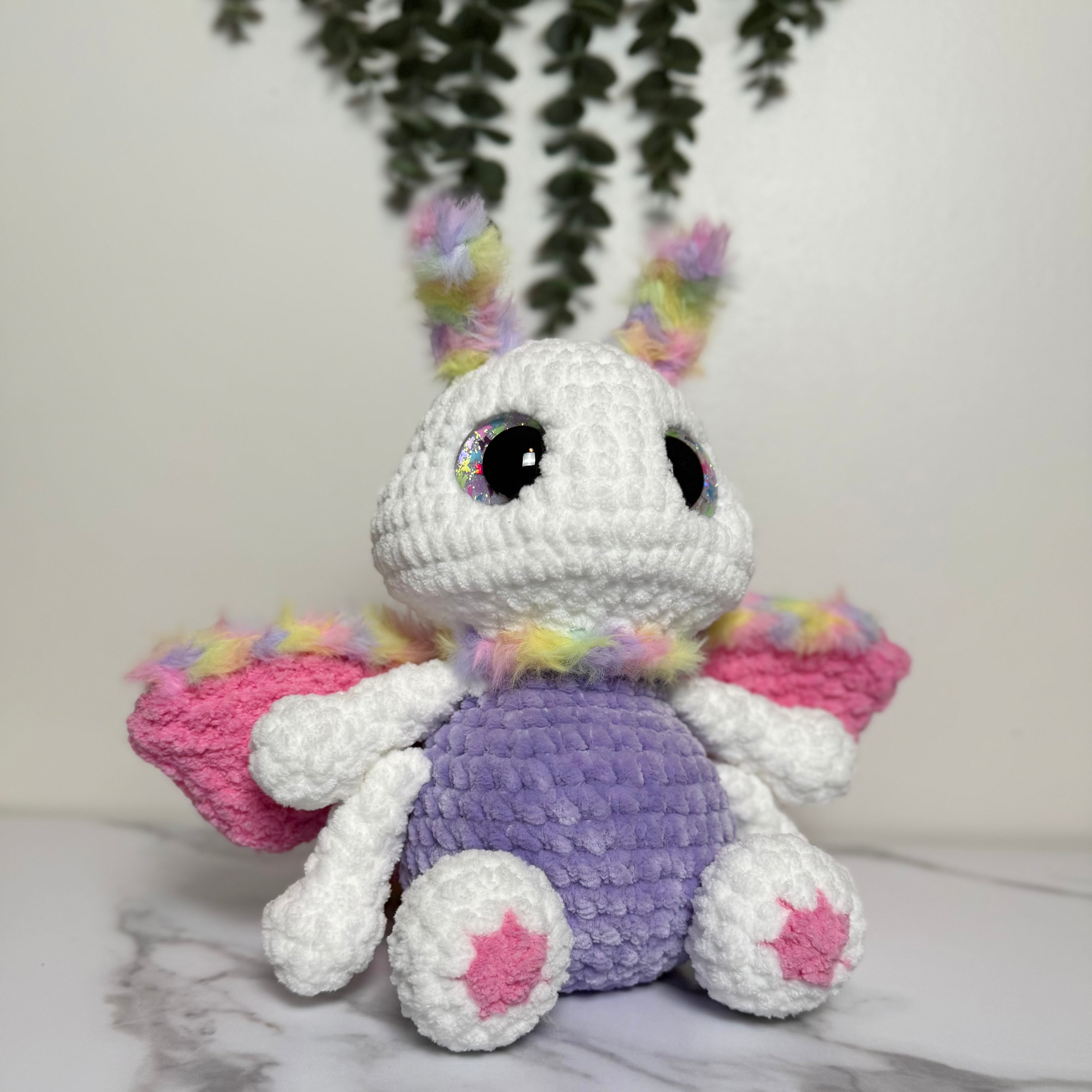 Custom Lucy the Luna Moth Crochet Plushie – Handmade Gothic Luna Moth Stuffed Animal