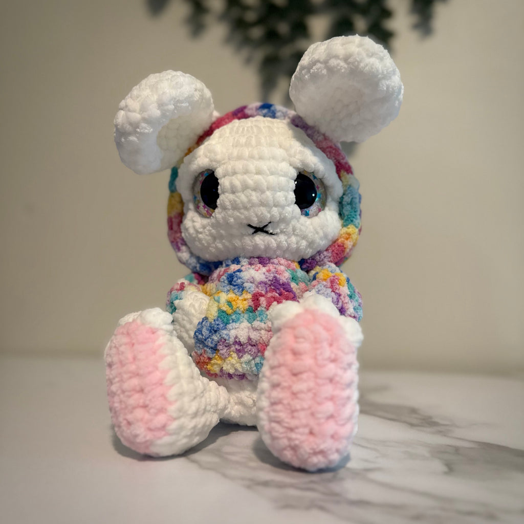 Grim the Emo Bunny Plush – Sad Pastel Goth Crochet Bunny