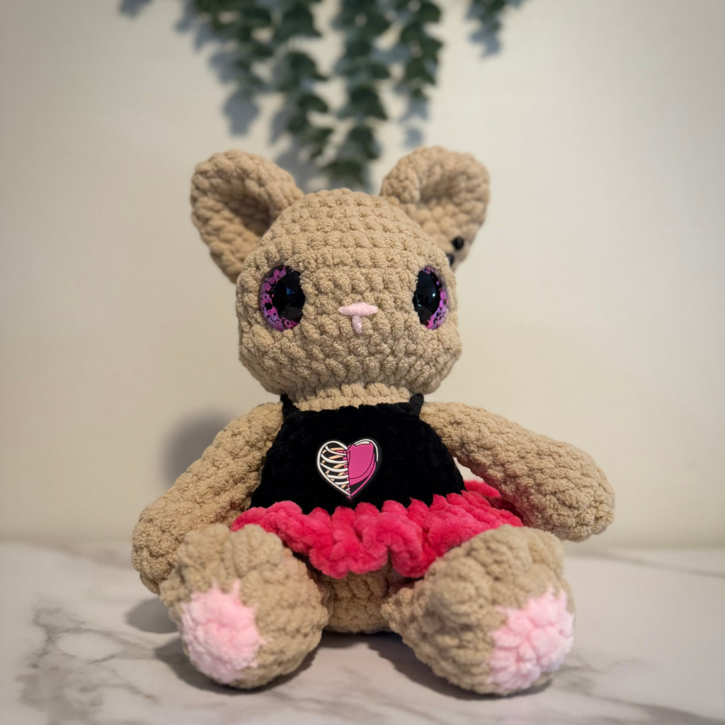 Belle the Ballerina Kitty | Handmade Crochet Cat Plush | Gothic Ballet Plushie