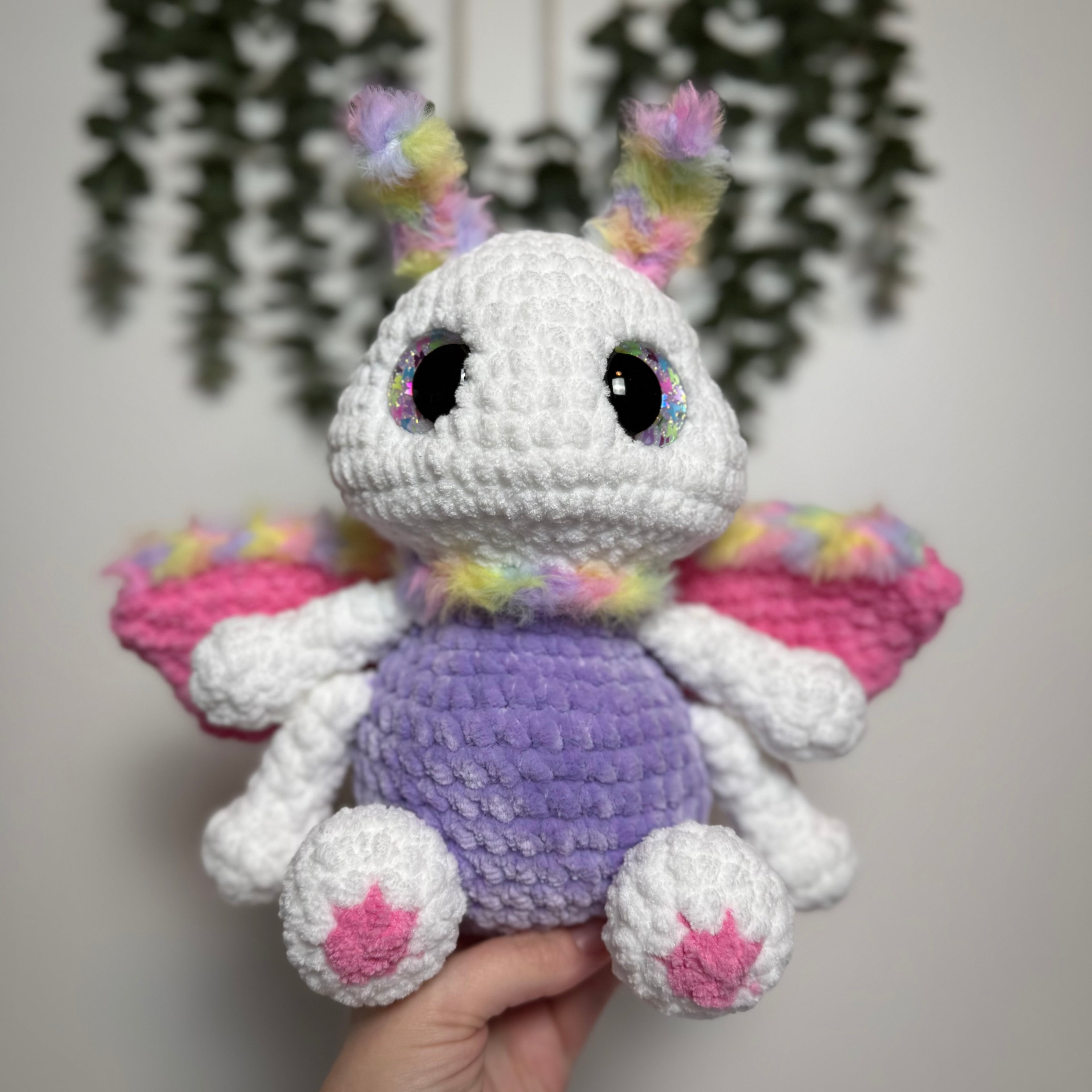 Custom Lucy the Luna Moth Crochet Plushie – Handmade Gothic Luna Moth Stuffed Animal