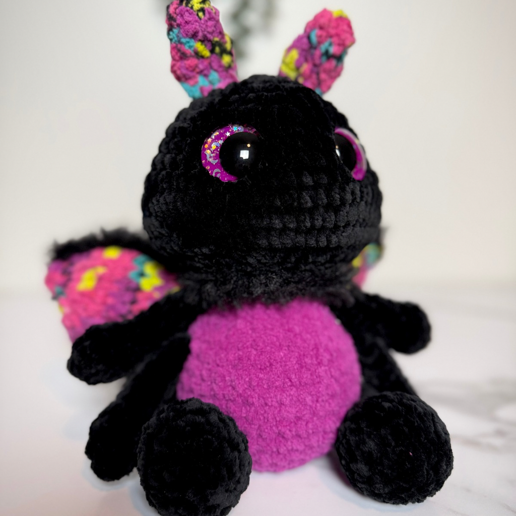 Lucy the Luna Moth Crochet Plushie – Handmade Gothic Luna Moth Stuffed Animal