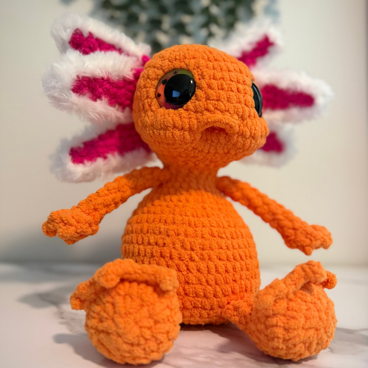 Custom Handmade Crochet Axolotl Plushie – Albert the Axolotl Amigurumi (One of a Kind)