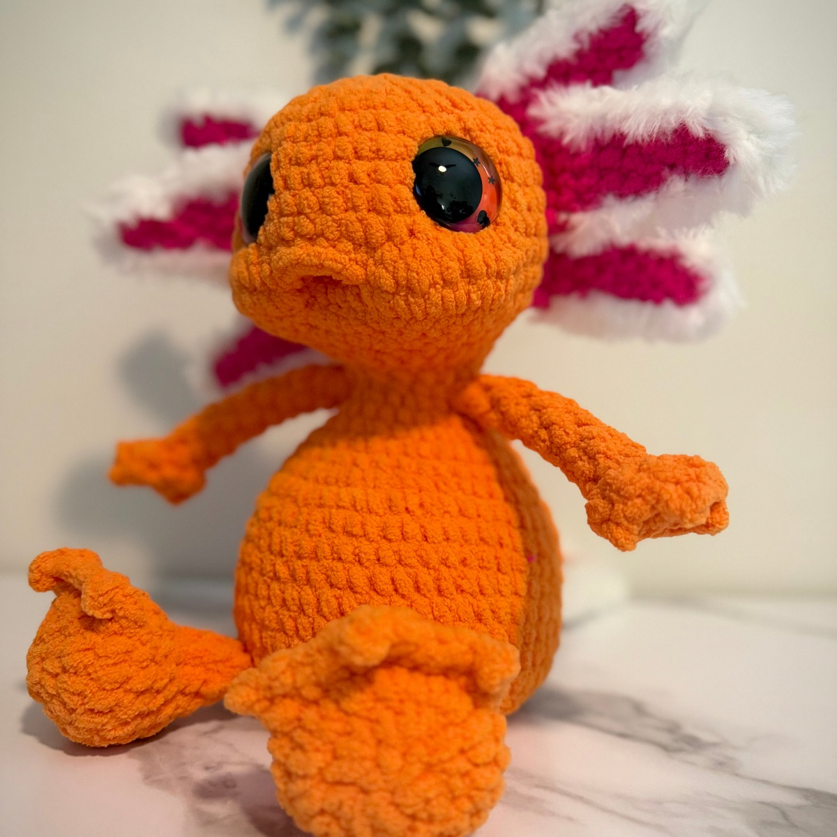 Custom Handmade Crochet Axolotl Plushie – Albert the Axolotl Amigurumi (One of a Kind)