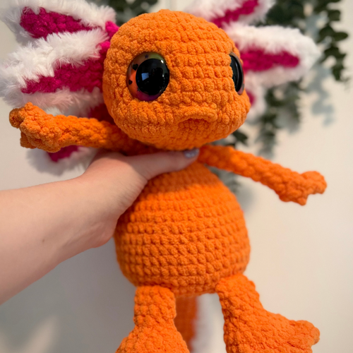 Custom Handmade Crochet Axolotl Plushie – Albert the Axolotl Amigurumi (One of a Kind)